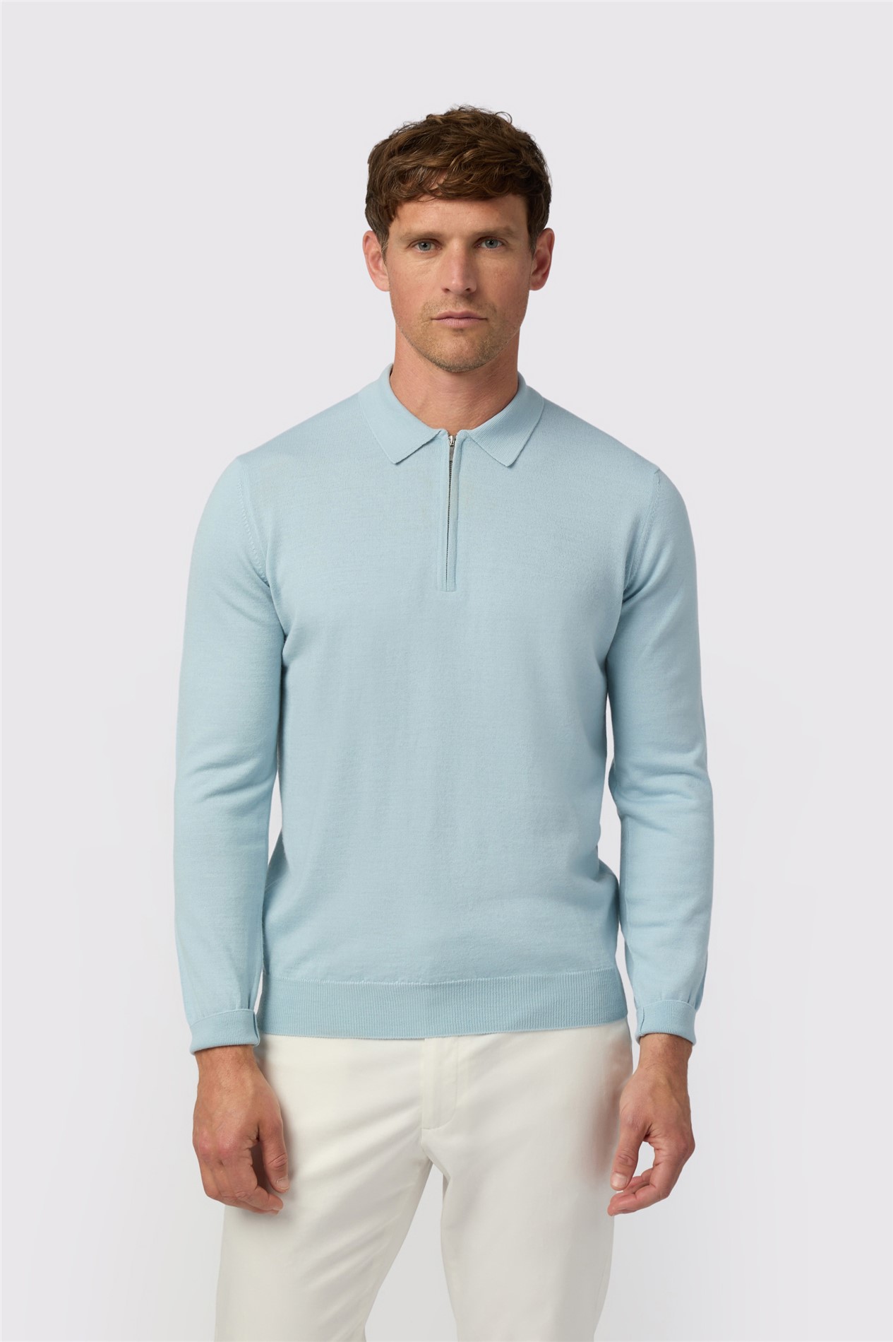 Melka Blue Zip Knit Polo