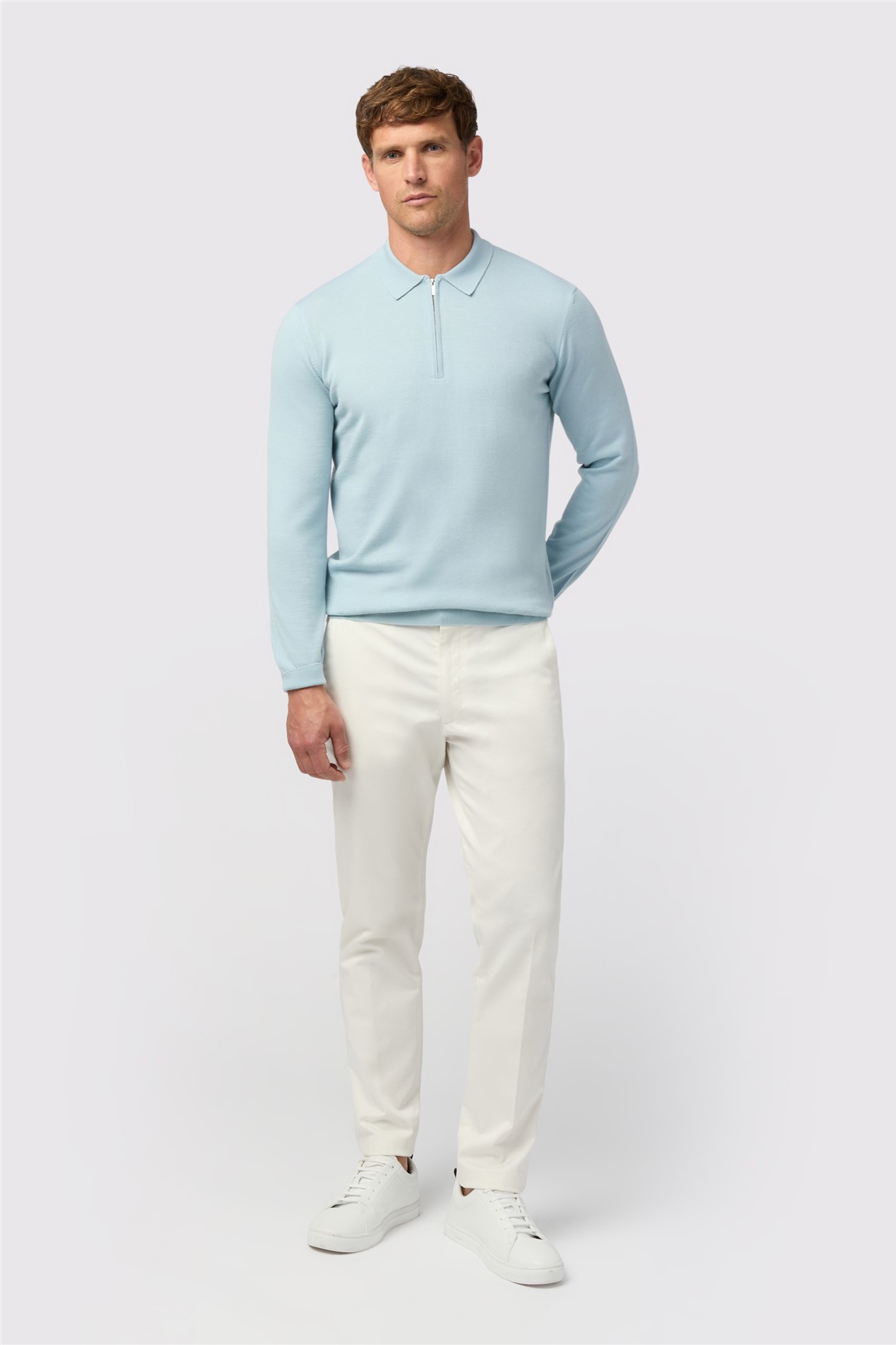 Melka Blue Zip Knit Polo