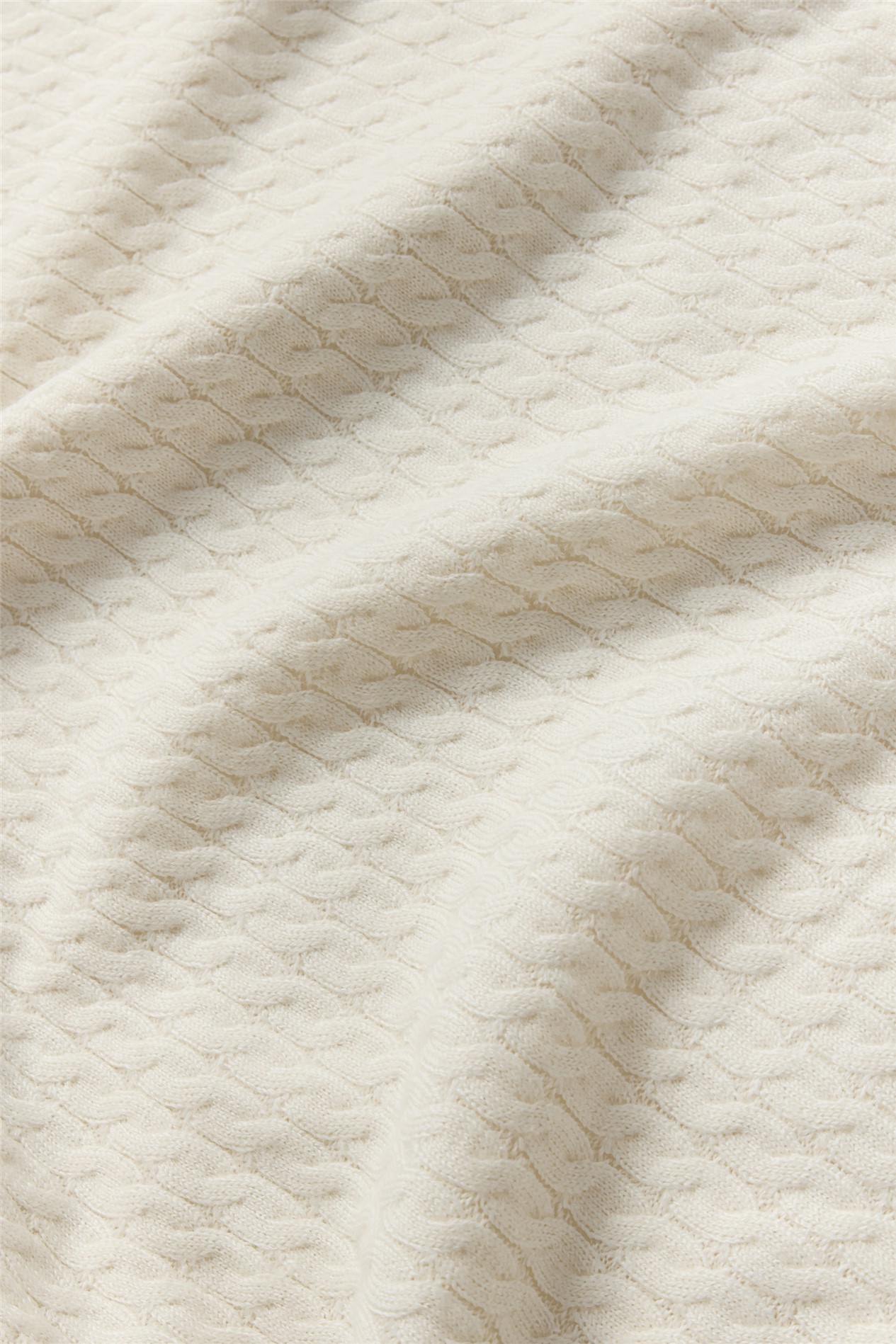Melka Ecru Zip Neck Cable Knit Jumper