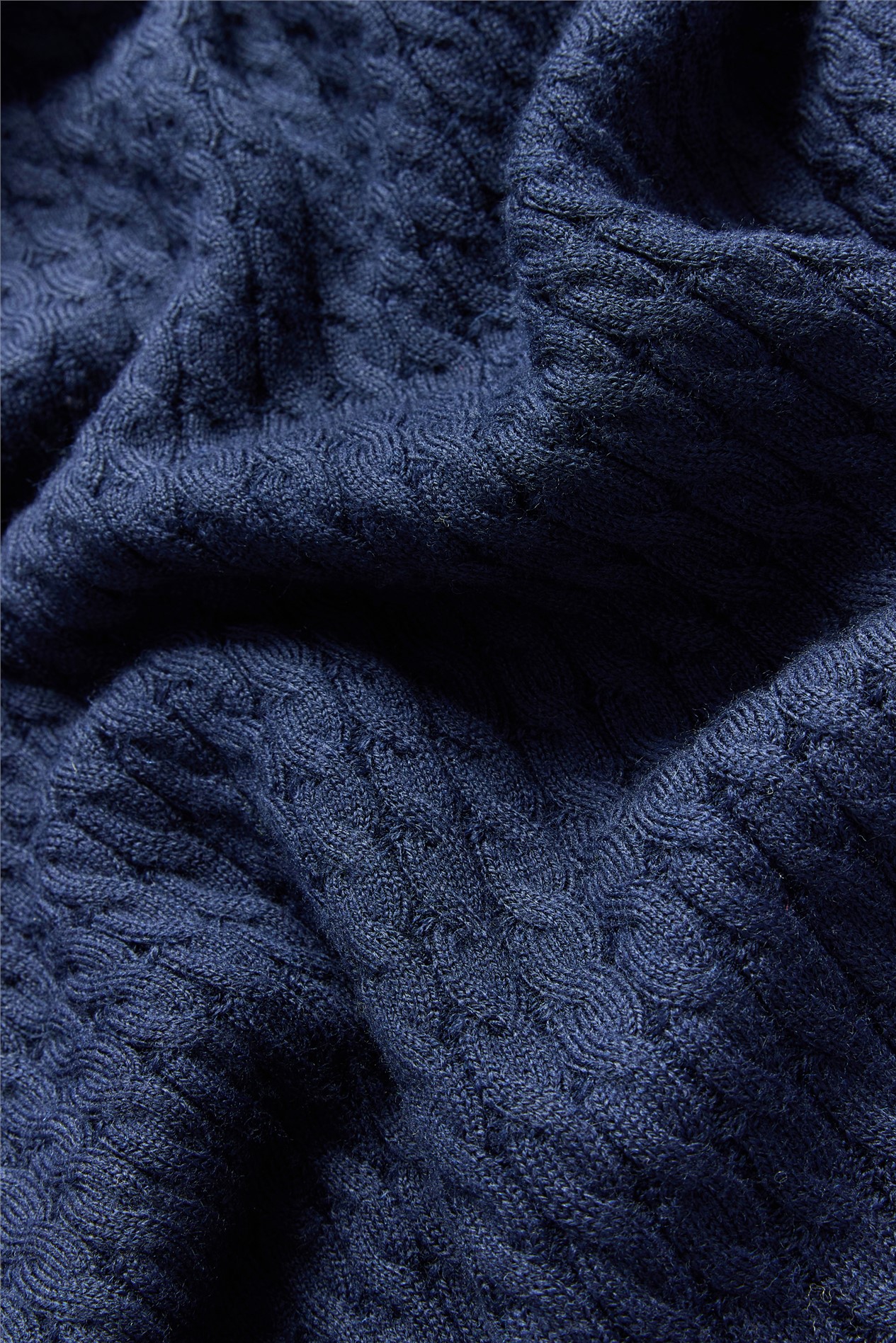 Melka Navy Zip Neck Cable Knit Jumper
