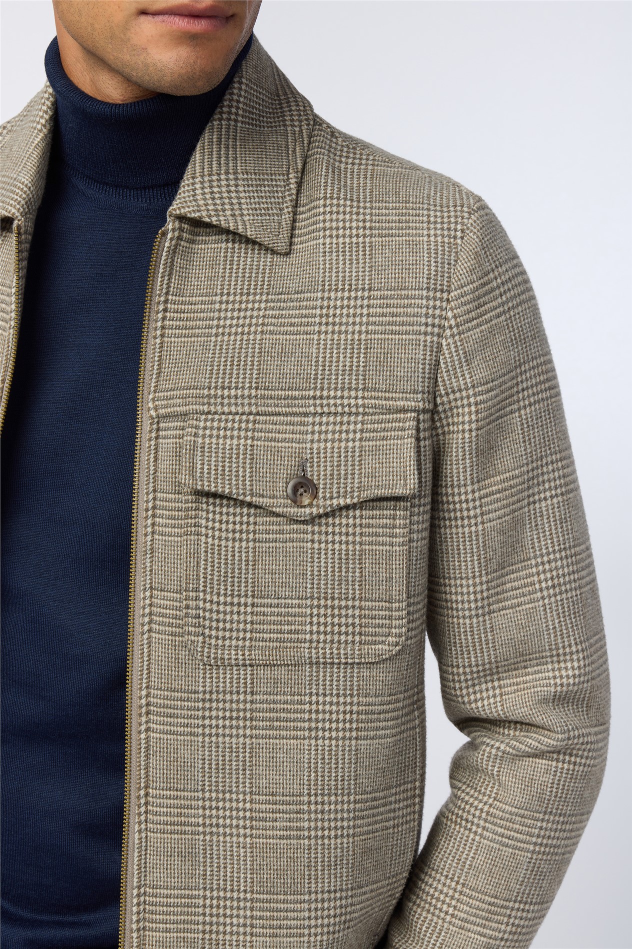 Melka Taupe Check Zip Front Jacket

