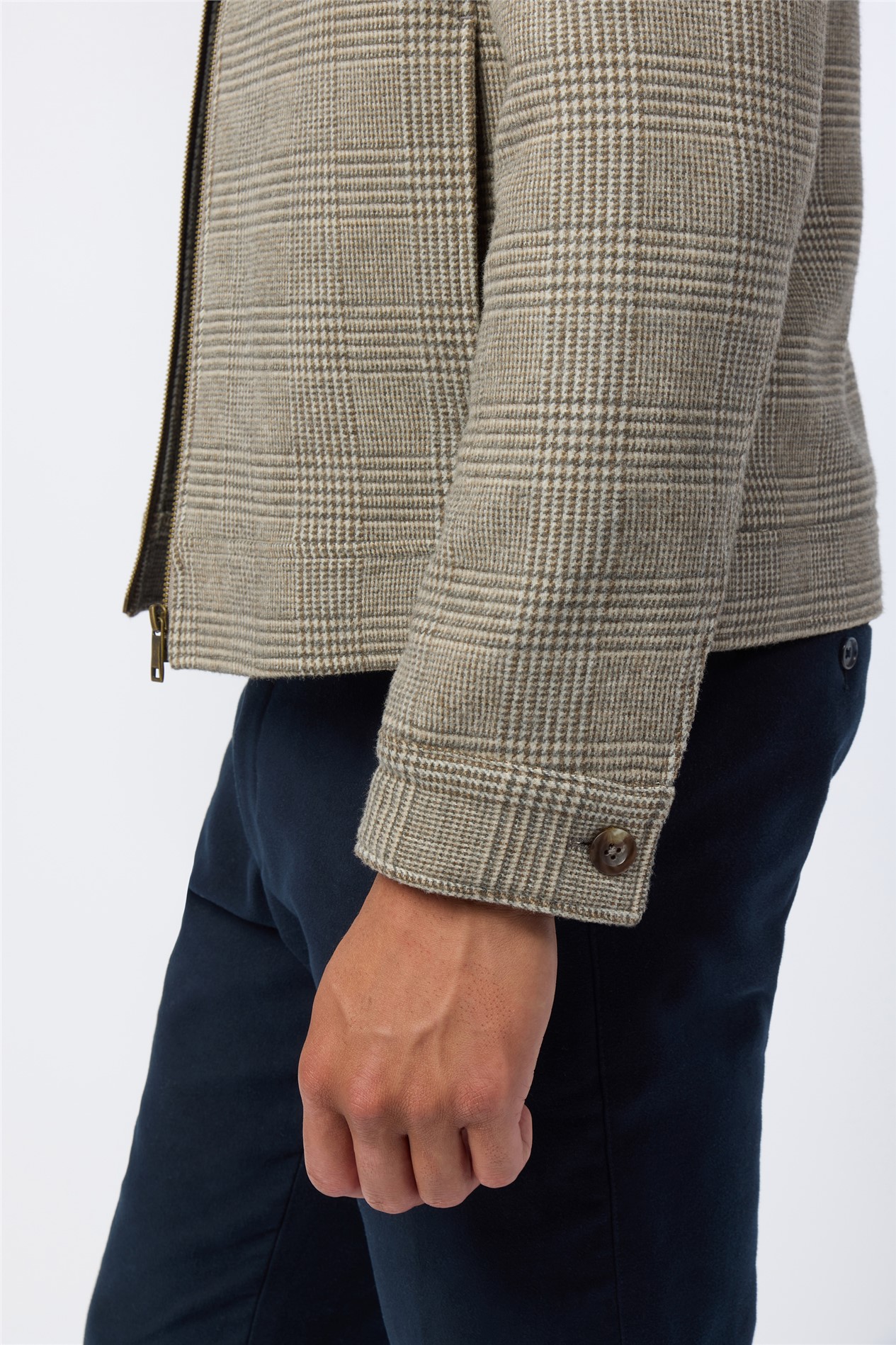 Melka Taupe Check Zip Front Jacket
