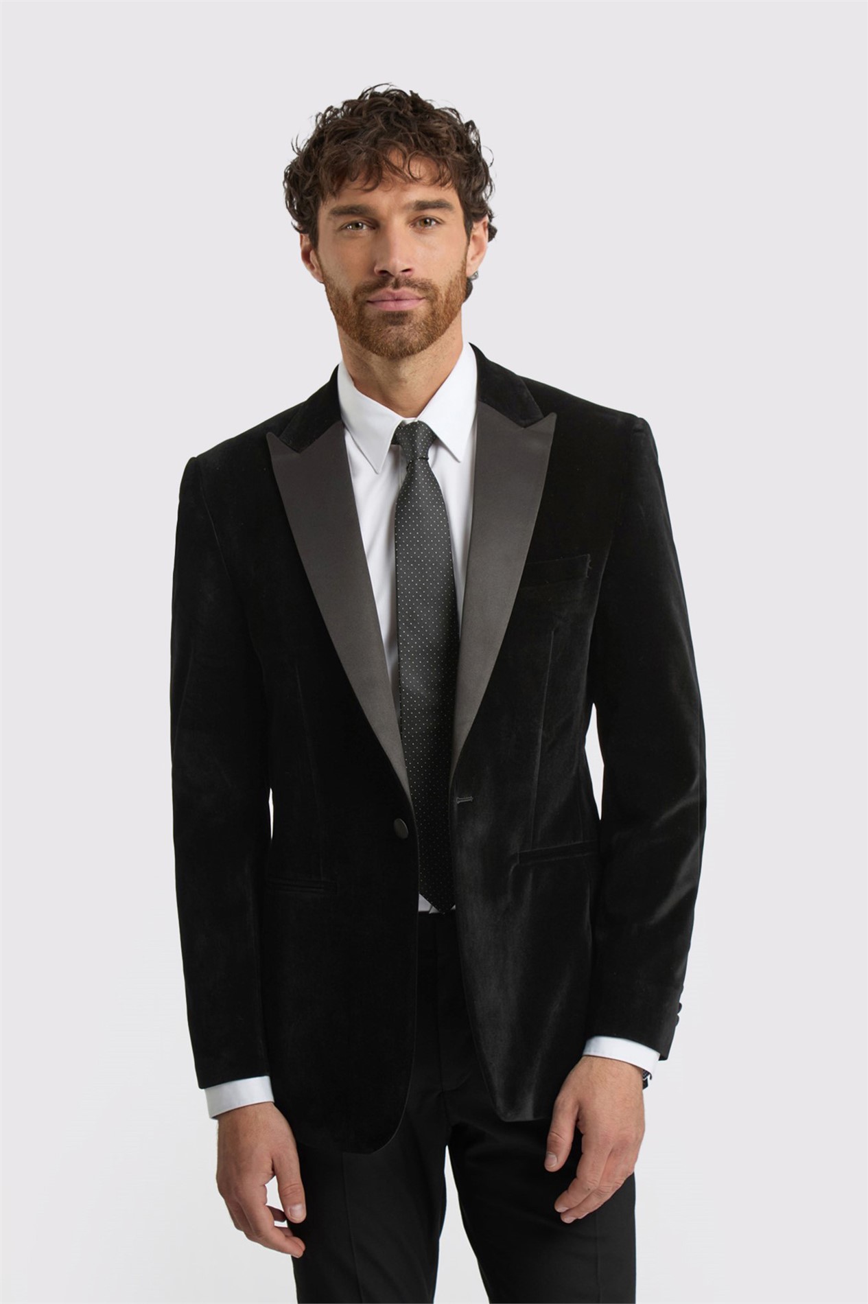 Limehaus Regular Fit Black Velvet Jacket