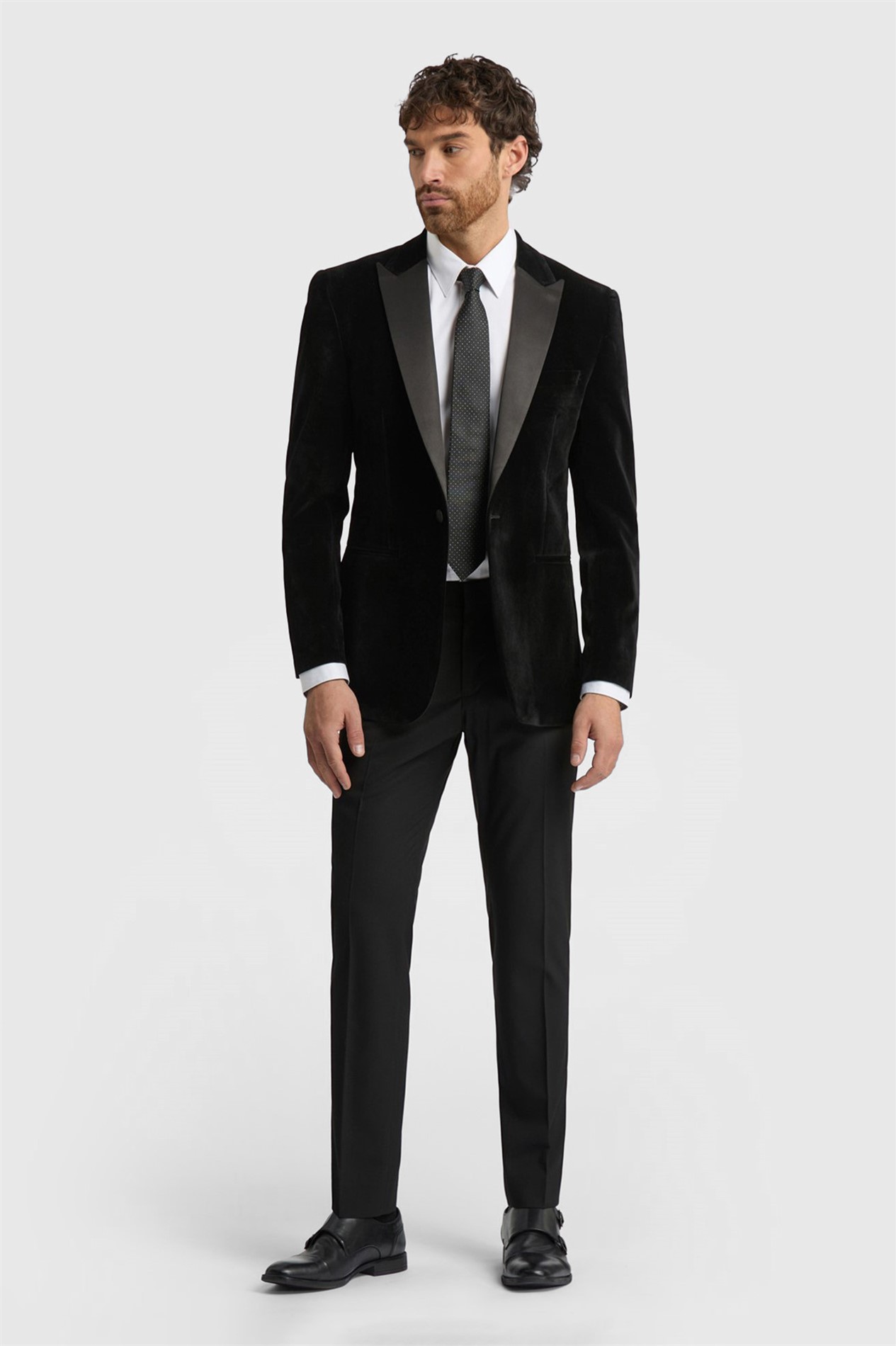 Limehaus Regular Fit Black Velvet Jacket