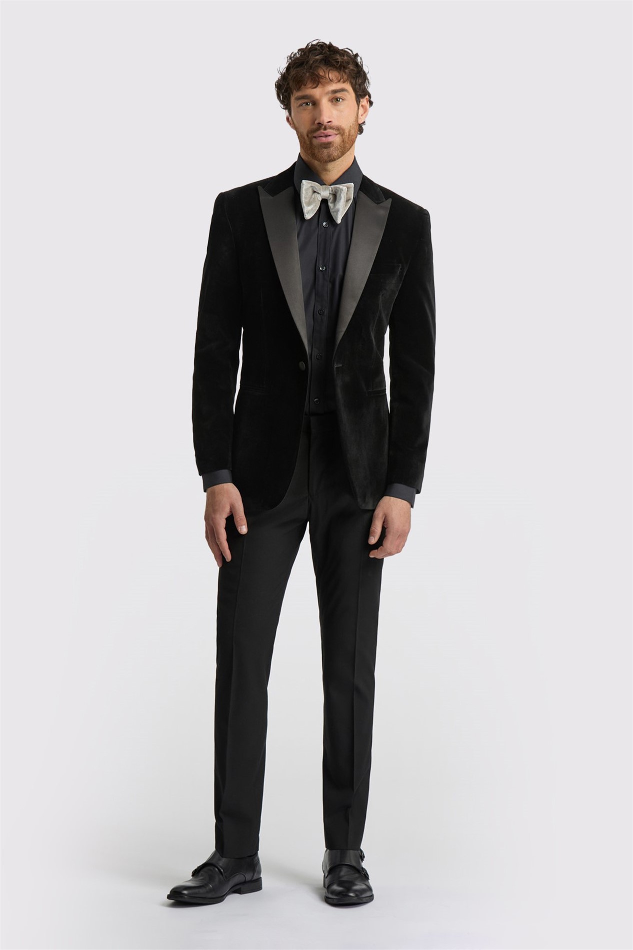Limehaus Regular Fit Black Velvet Jacket
