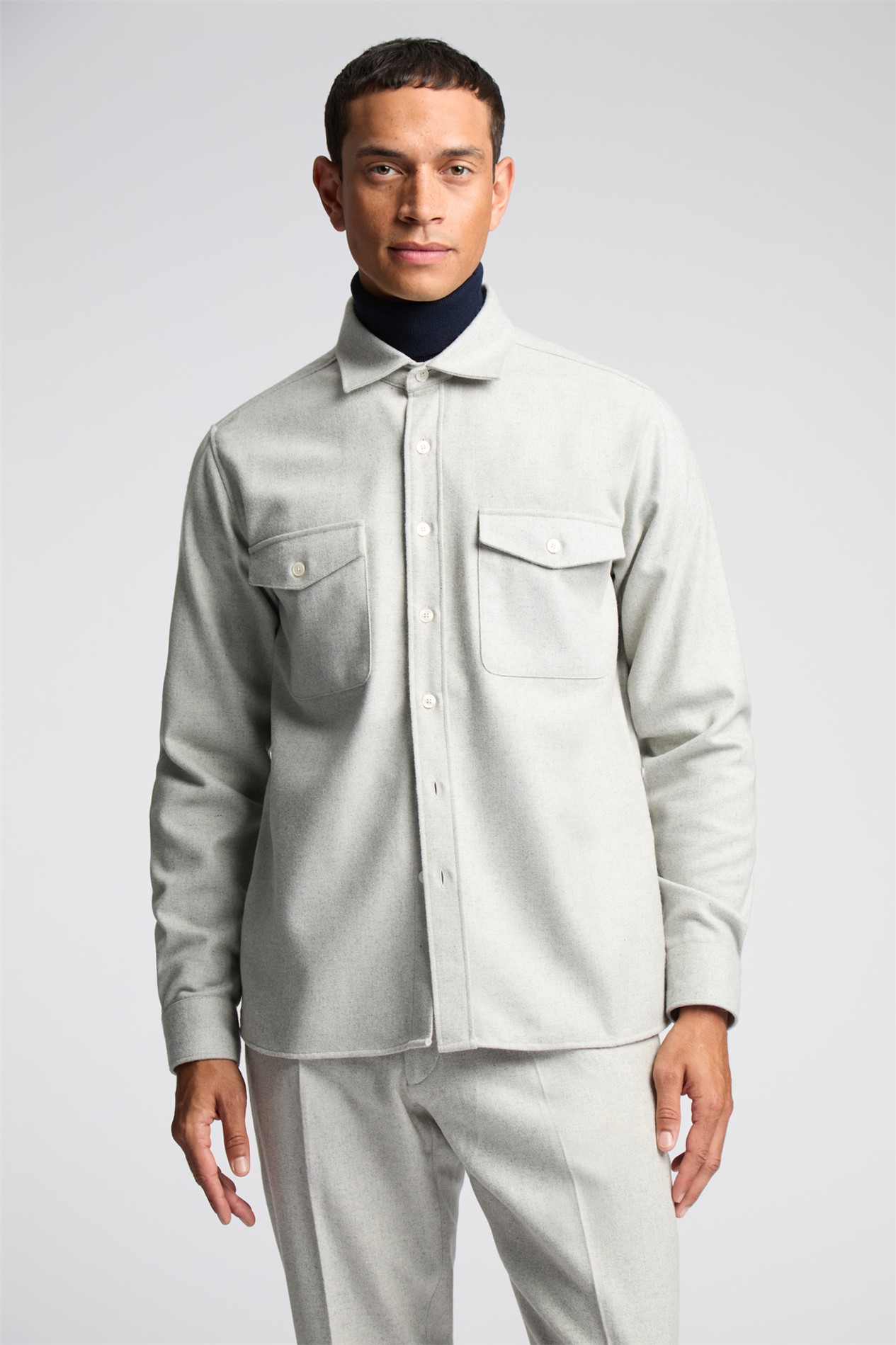 Melka Grey Flannel Long Sleeve Overshirt