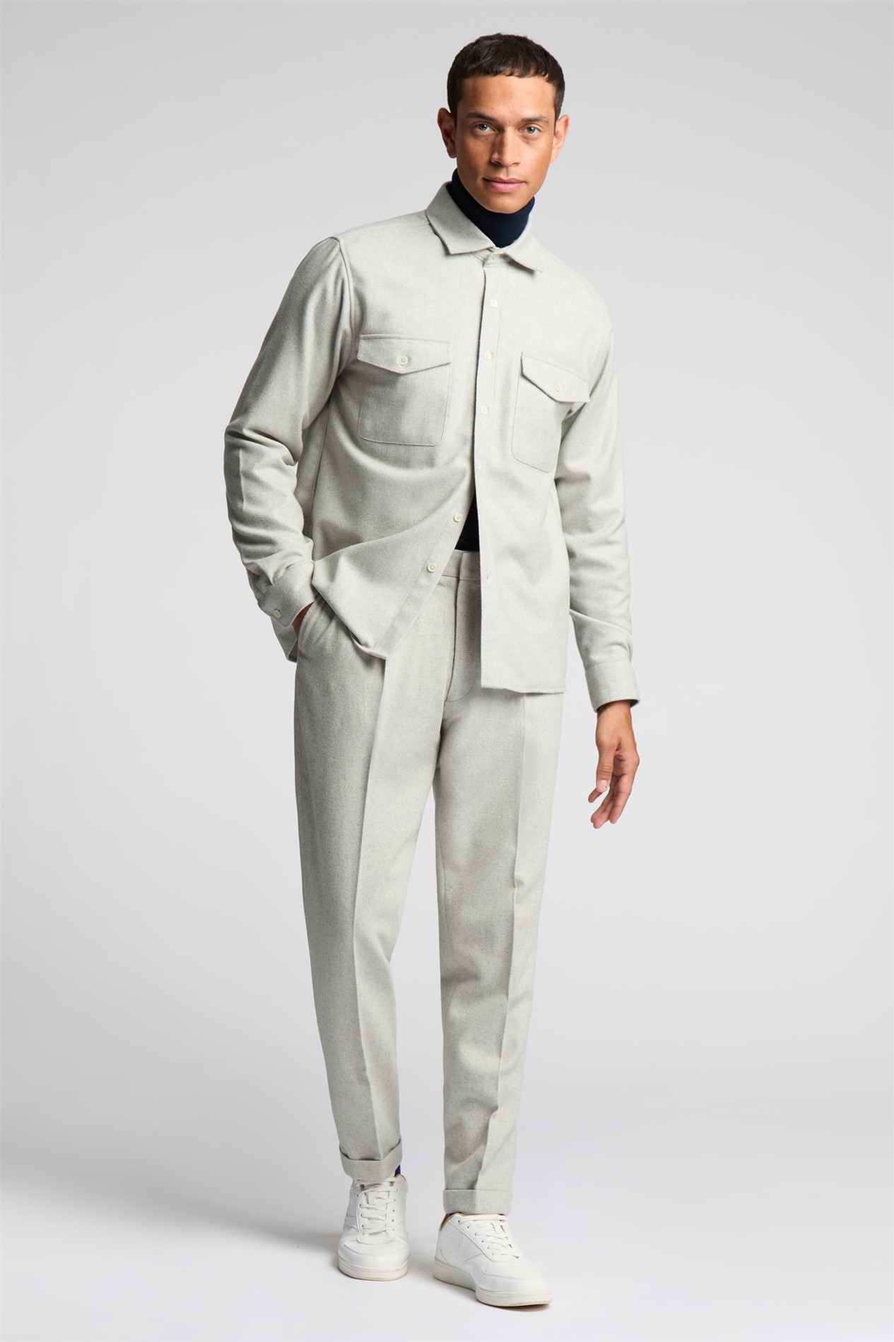 Melka Grey Flannel Long Sleeve Overshirt