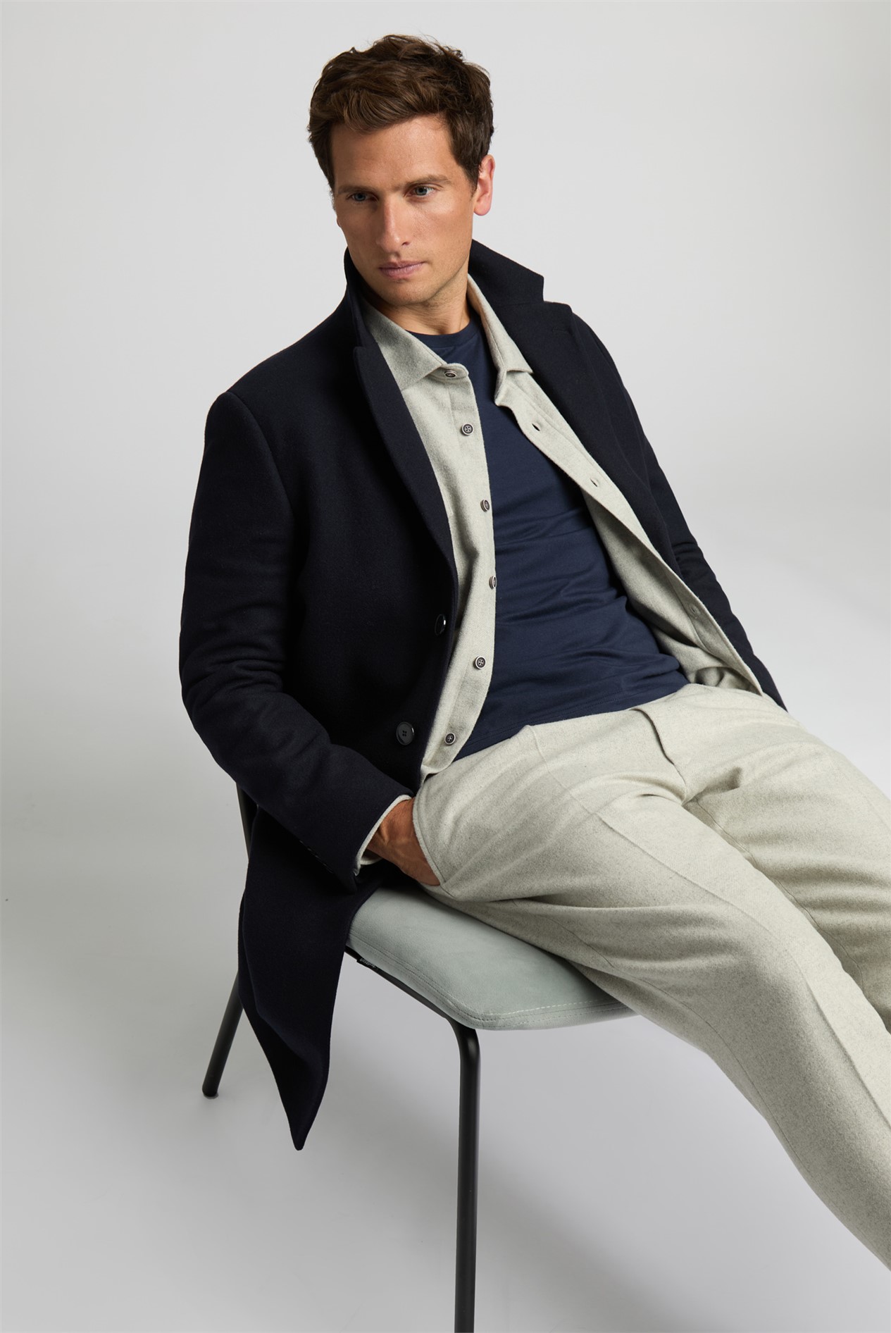 Alexandre Cashmere Blend Navy Overcoat