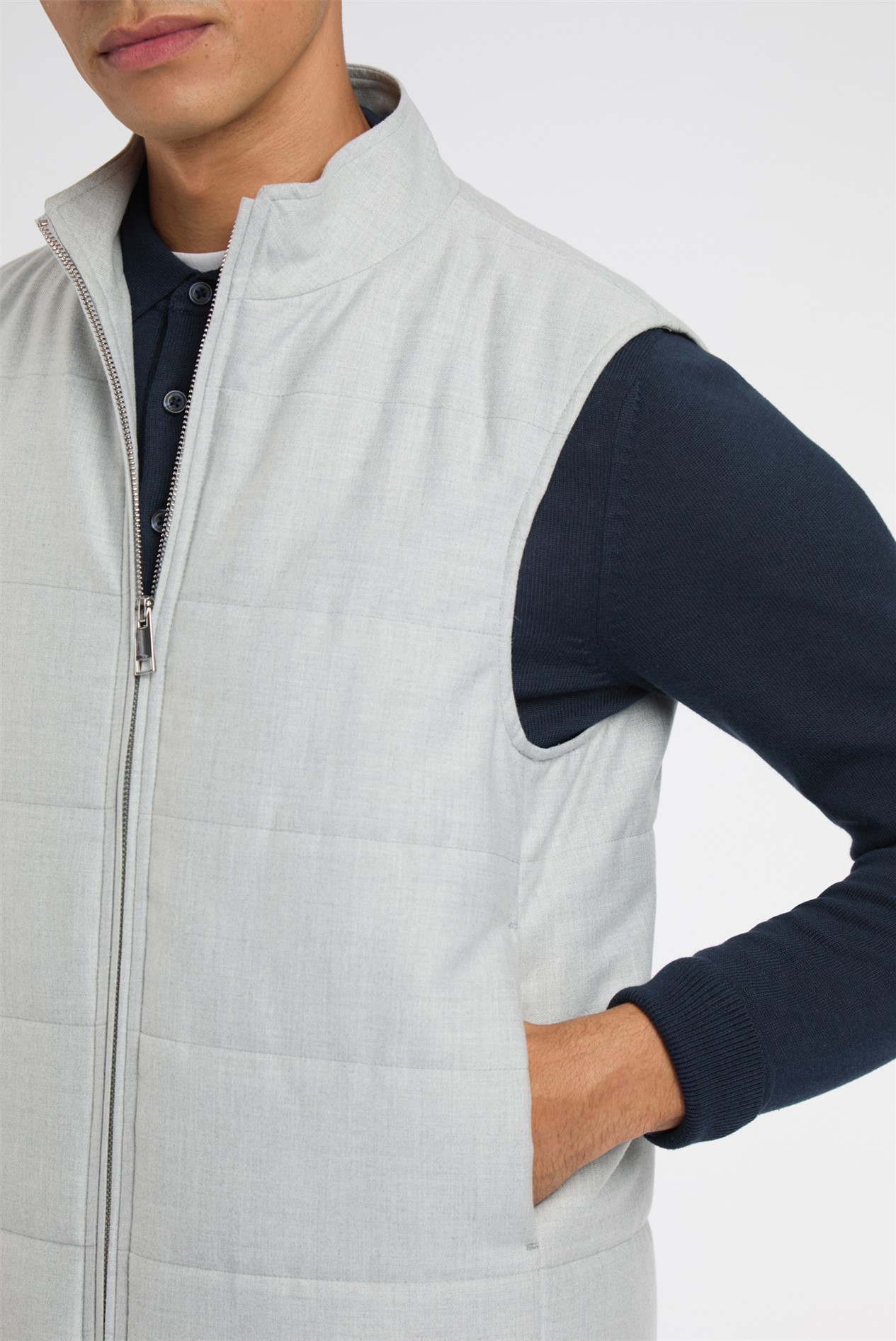 Melka | Men's Grey Zip Through Gilet | Suit Direct