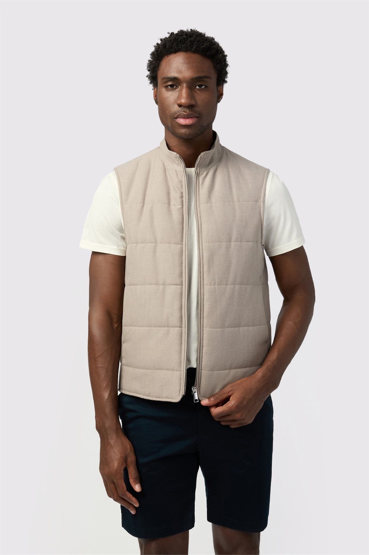 Melka Beige Zip Through Gilet | Suit Direct