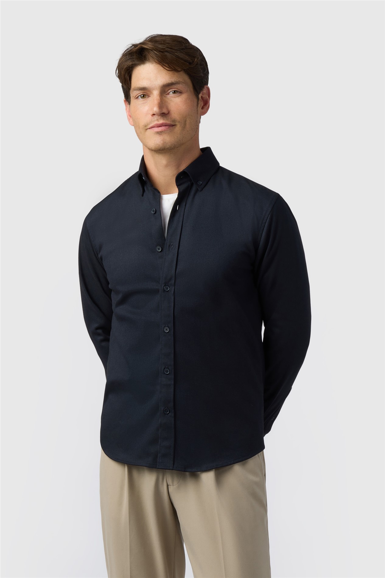 Melka Navy Button Down Collar Overshirt