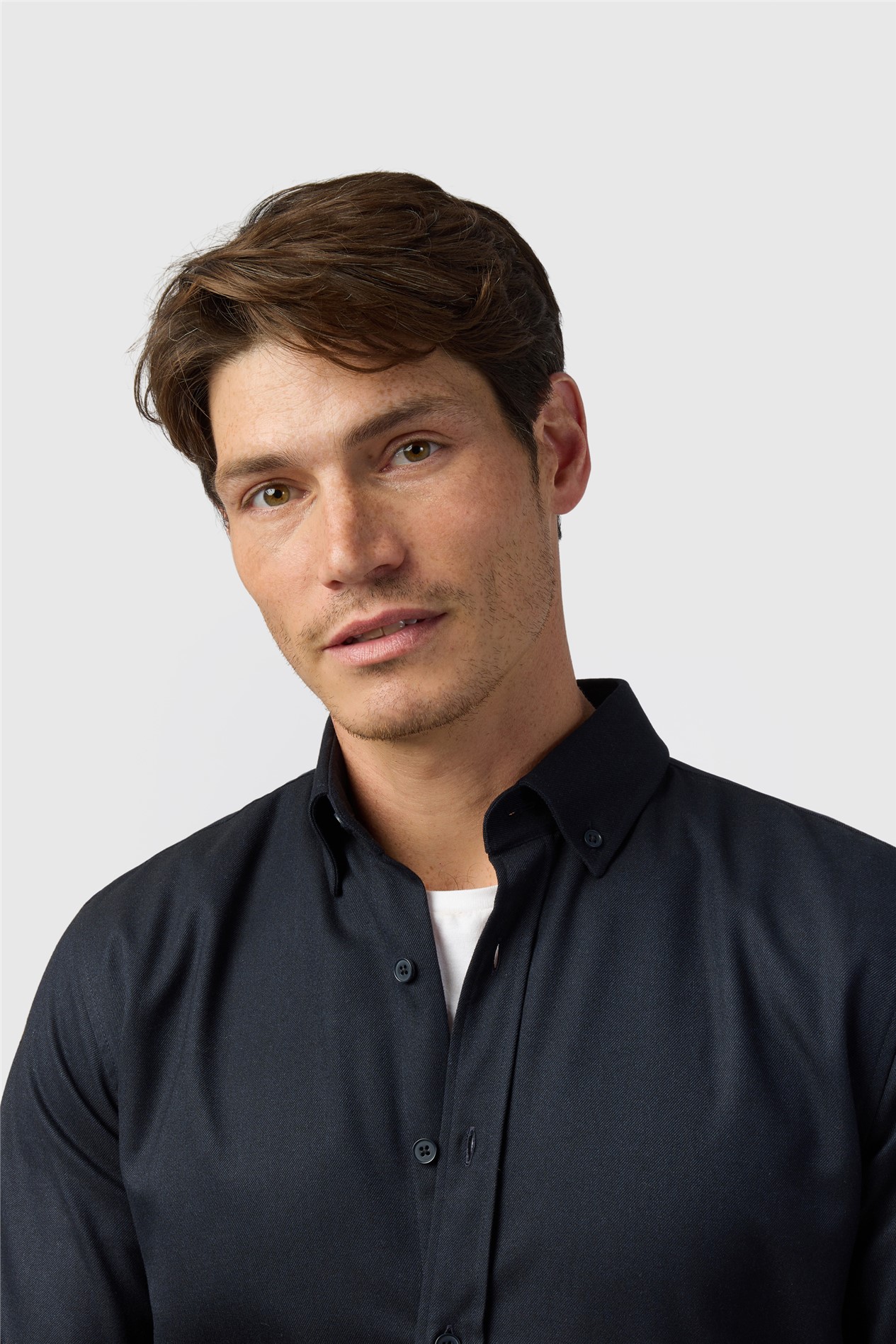 Melka Navy Button Down Collar Overshirt