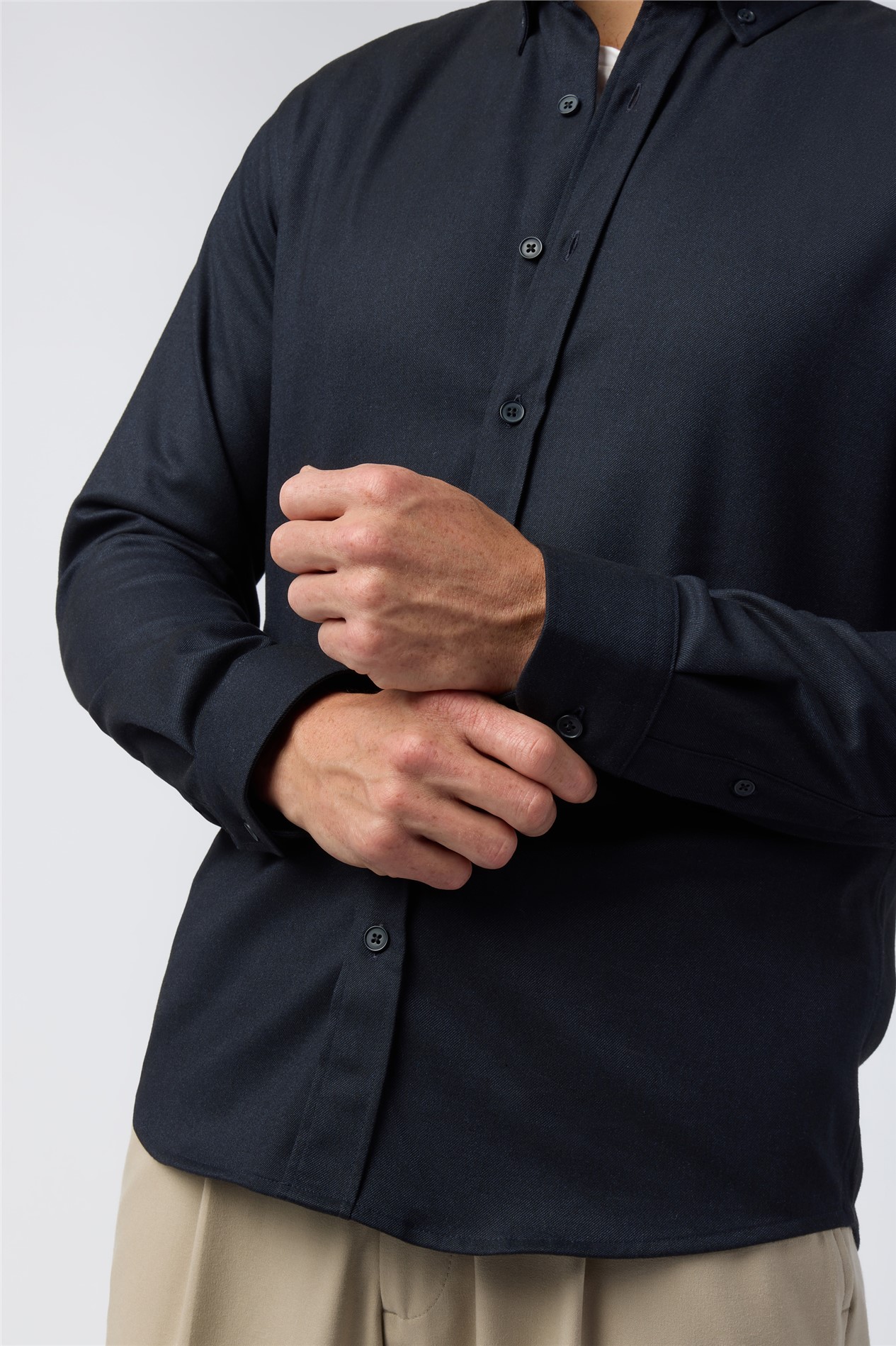 Melka Navy Button Down Collar Overshirt