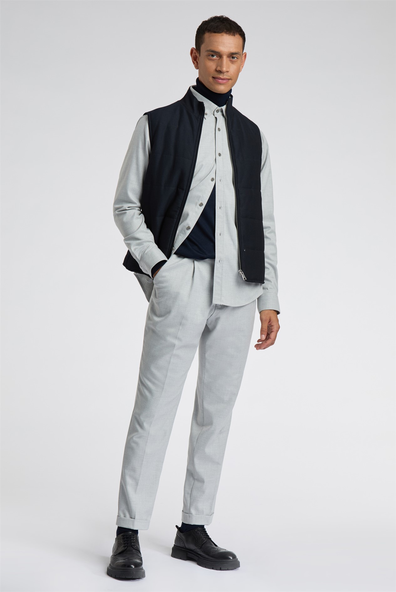 Melka Grey Button Down Collar Overshirt