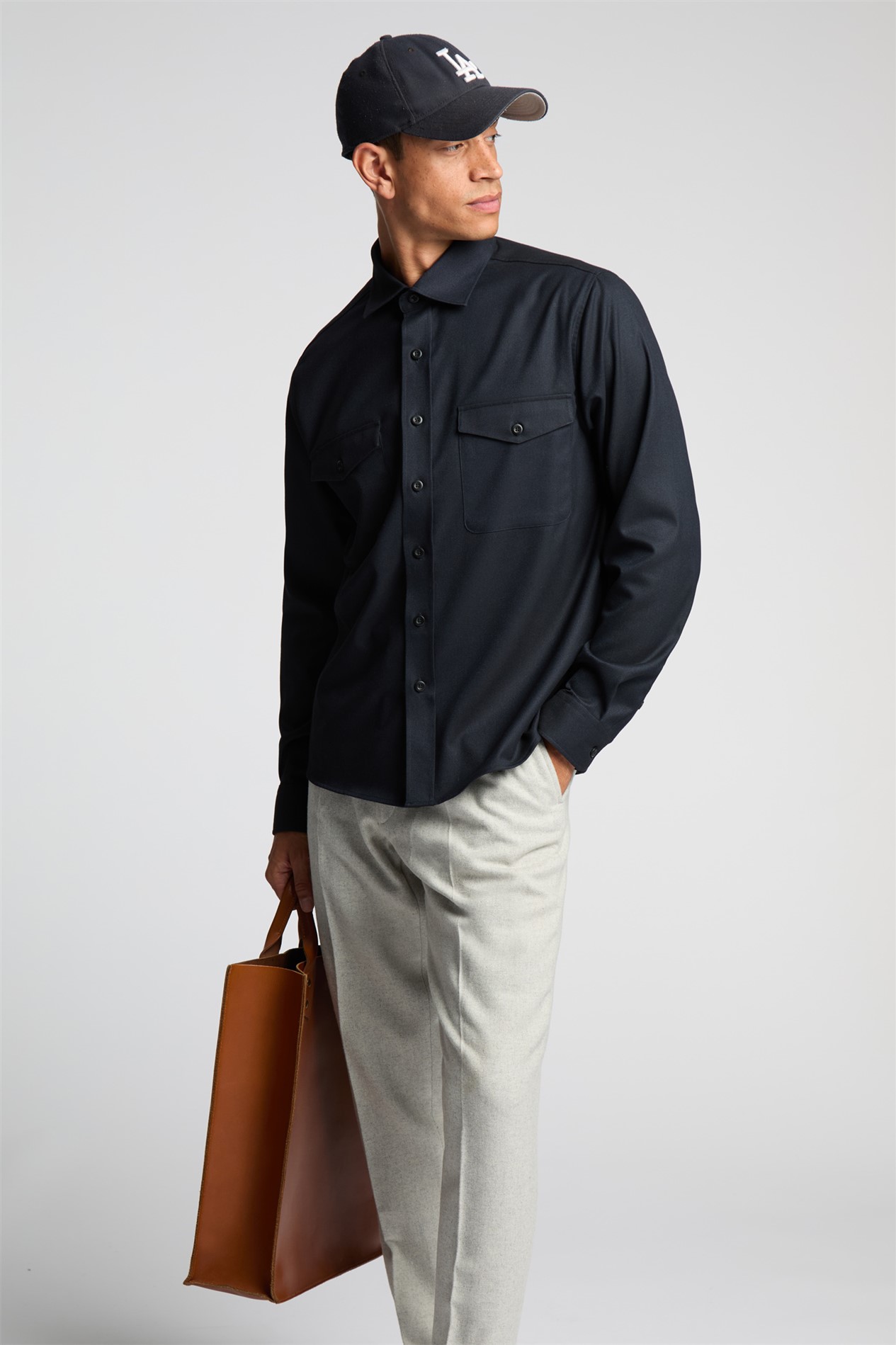 Melka Navy Overshirt With Front Pockets