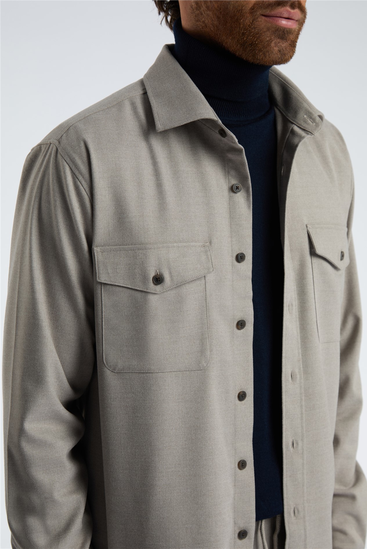 Melka Beige Overshirt With Front Pockets
