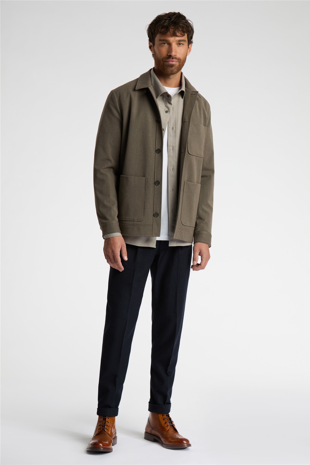 Melka Beige Overshirt With Front Pockets