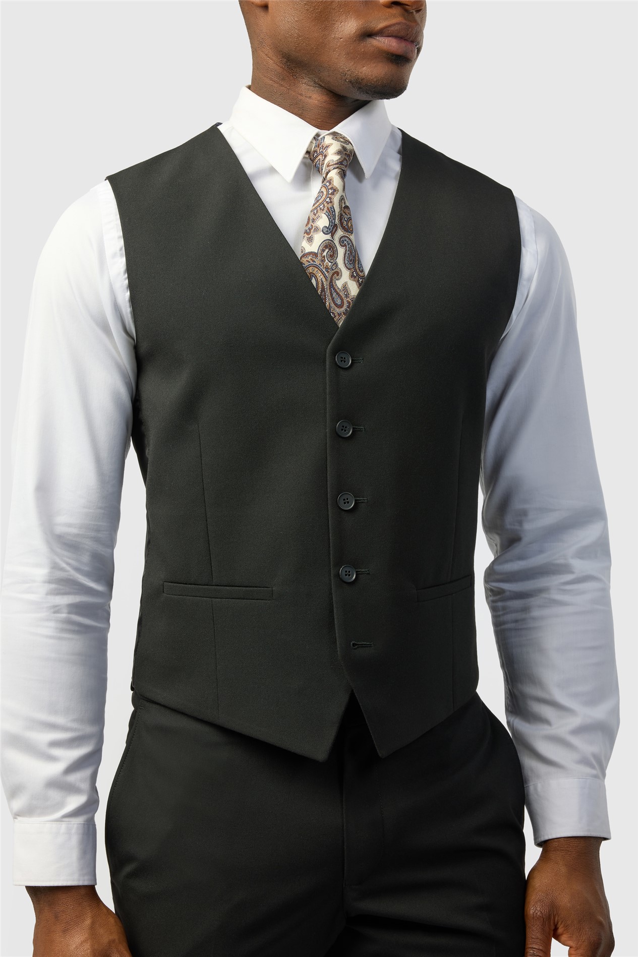 Limehaus Slim Fit Black Stretch Waistcoat
