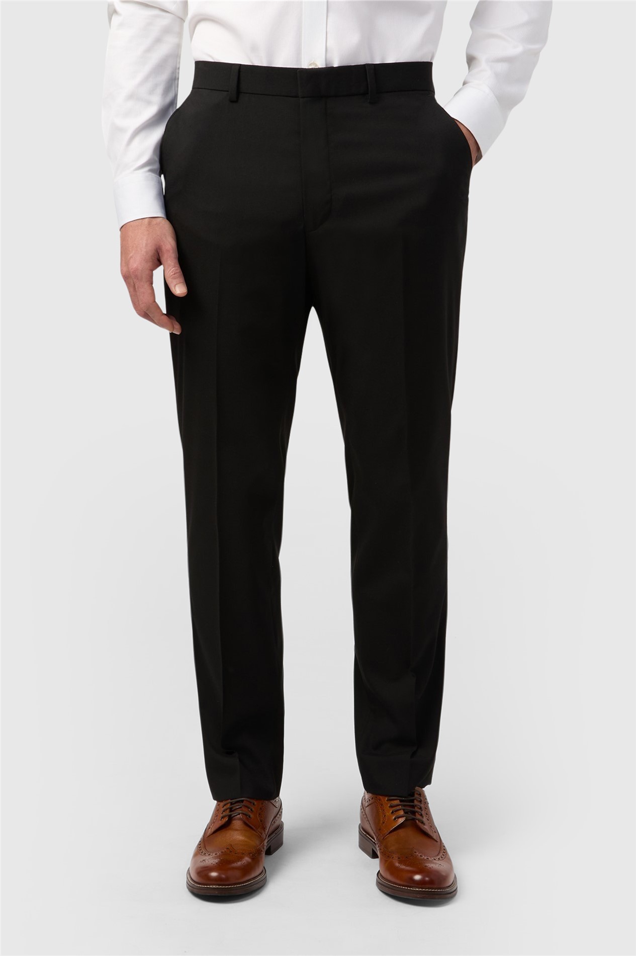 Limehaus Regular Fit Black Stretch Suit Trousers