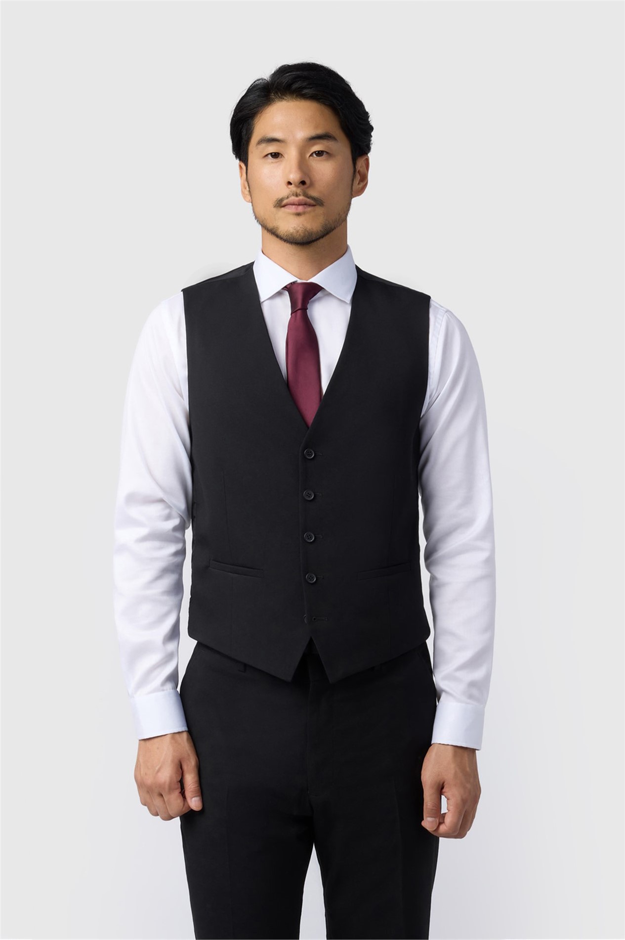 Limehaus Regular Fit Black Stretch Waistcoat