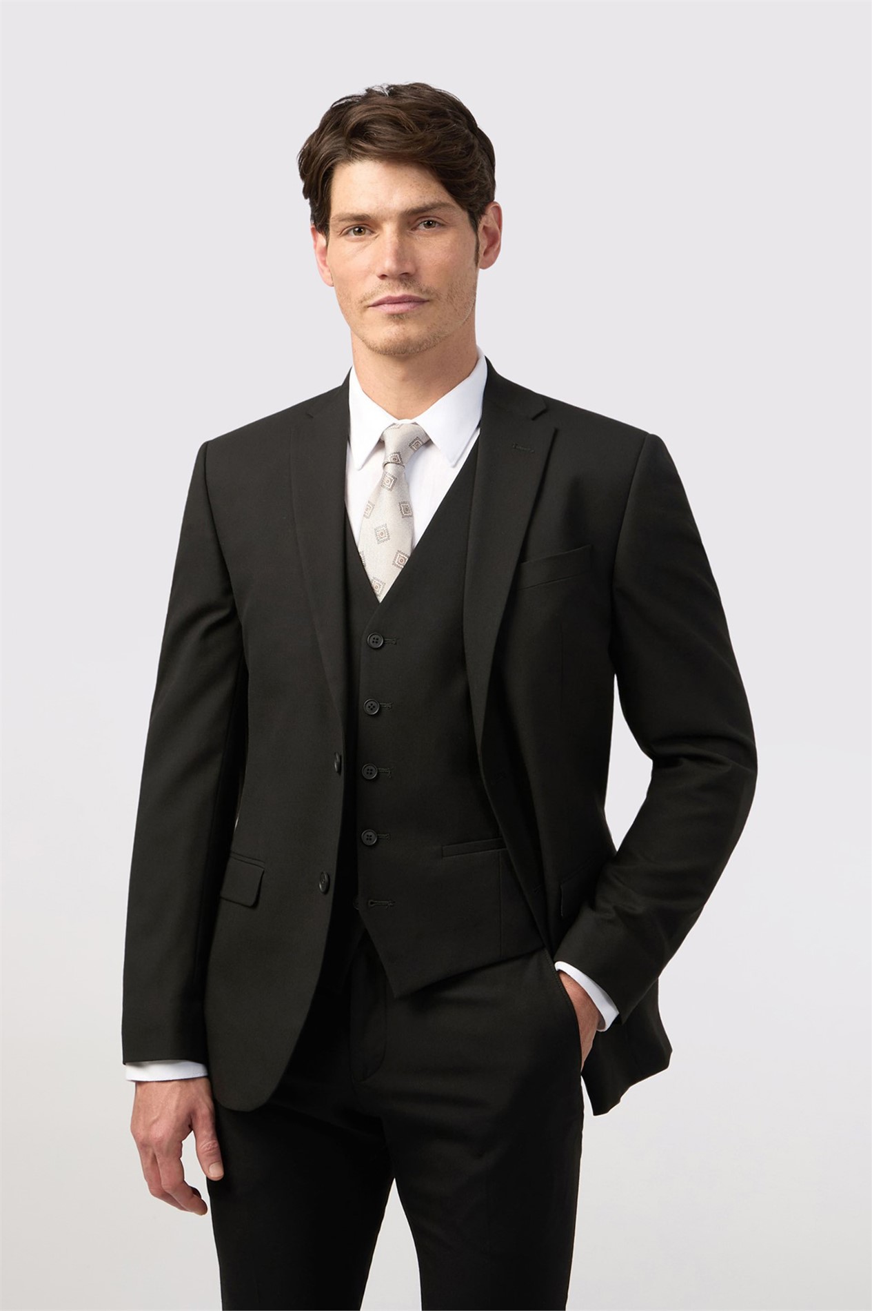 Limehaus Tailored Fit Black Stretch Suit Jacket
