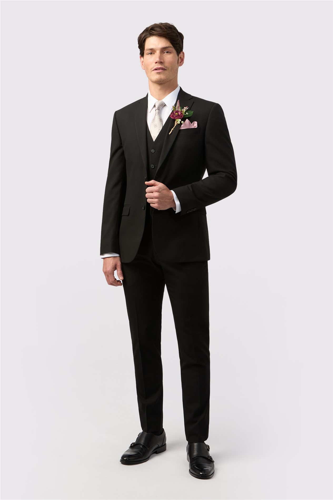 Limehaus Tailored Fit Black Stretch Suit Jacket