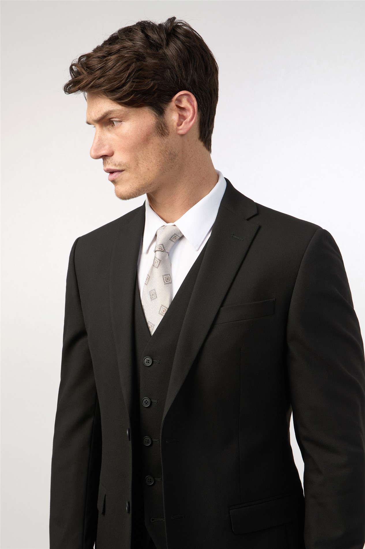 Limehaus Tailored Fit Black Stretch Suit Jacket