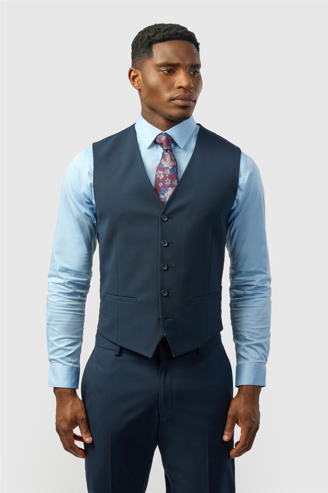 Limehaus Slim Fit Navy Stretch Waistcoat