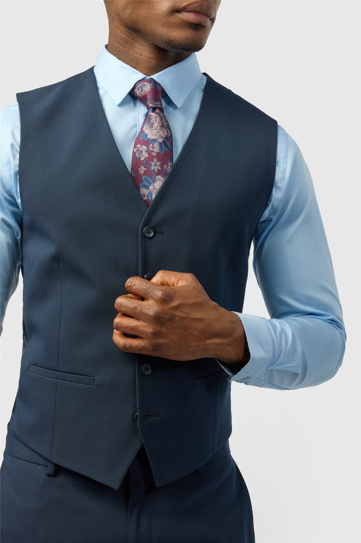 Limehaus Slim Fit Navy Stretch Waistcoat