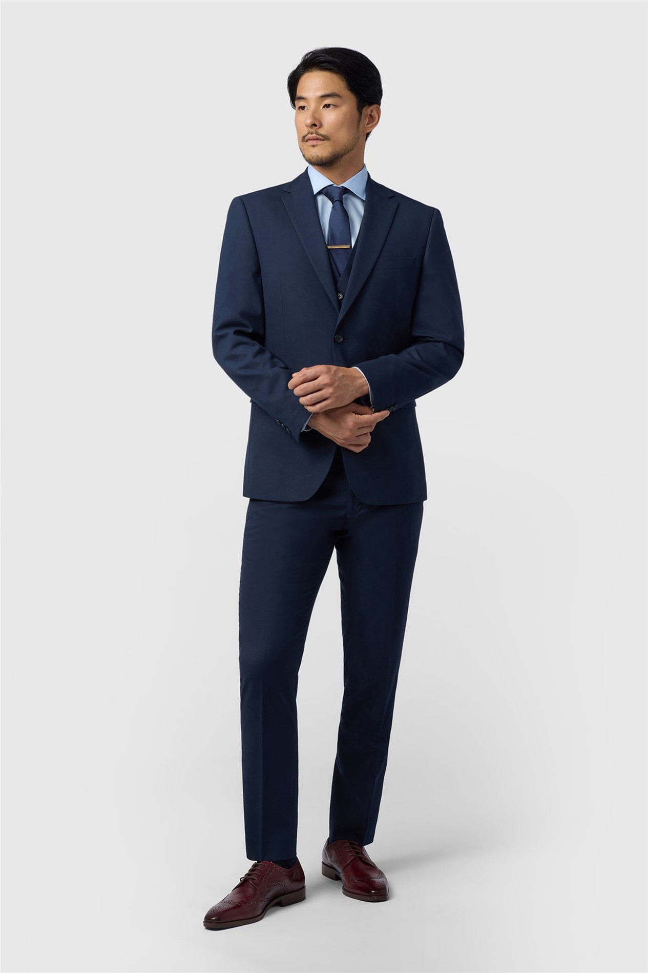 Limehaus Regular Fit Navy Stretch Trousers