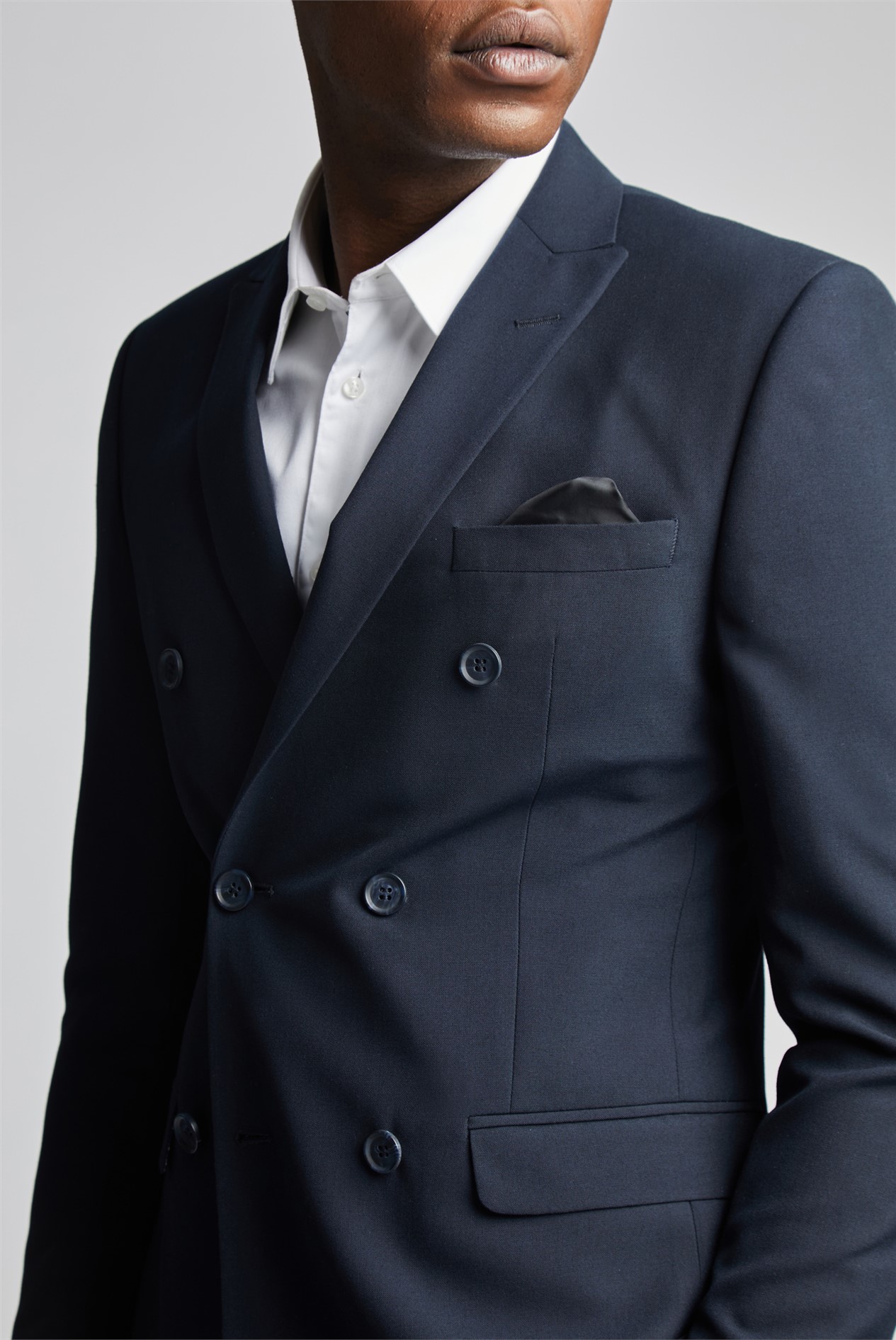 Limehaus Slim Fit Navy Stretch Double Breasted Jacket