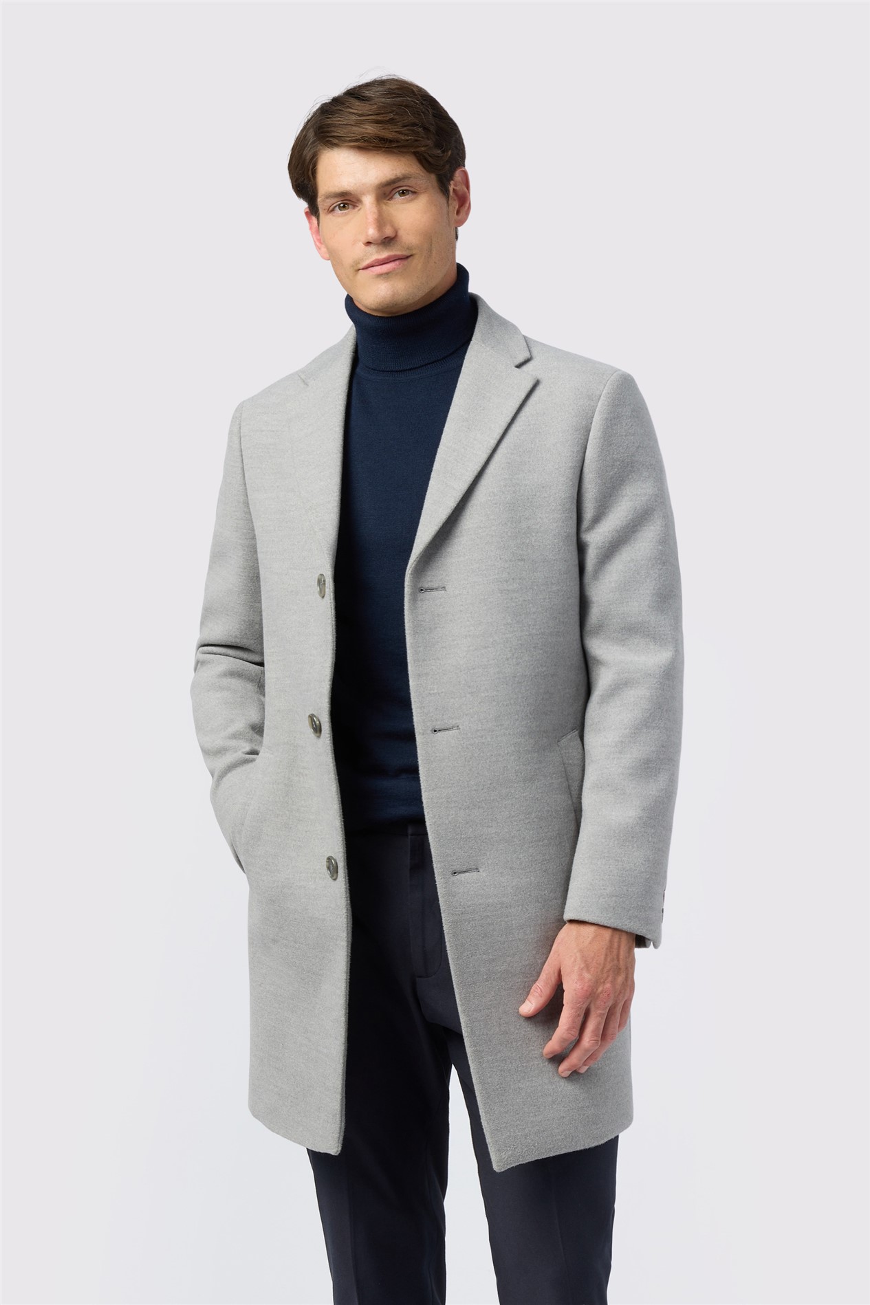 Melka Slim Fit Light Grey Coat