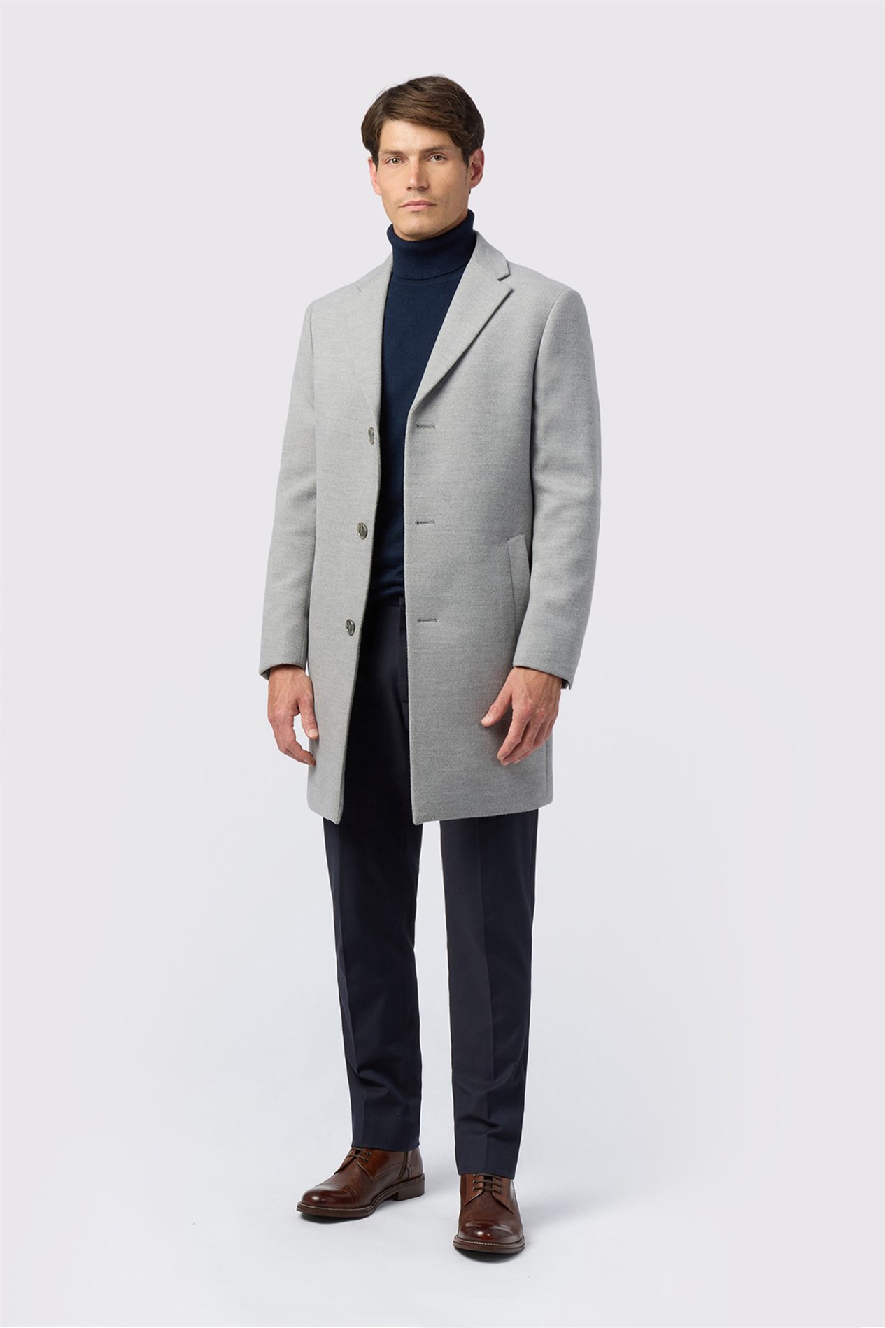 Melka Slim Fit Light Grey Coat