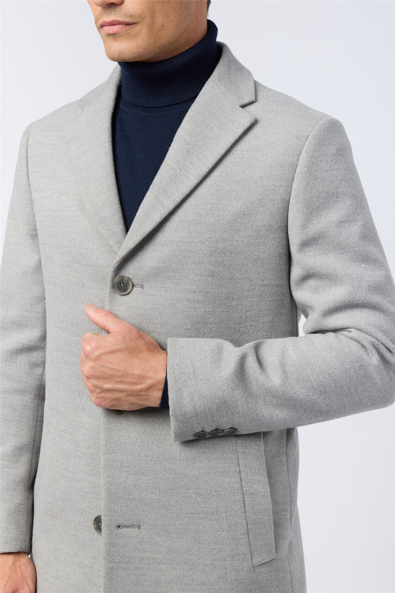 Melka Slim Fit Light Grey Coat