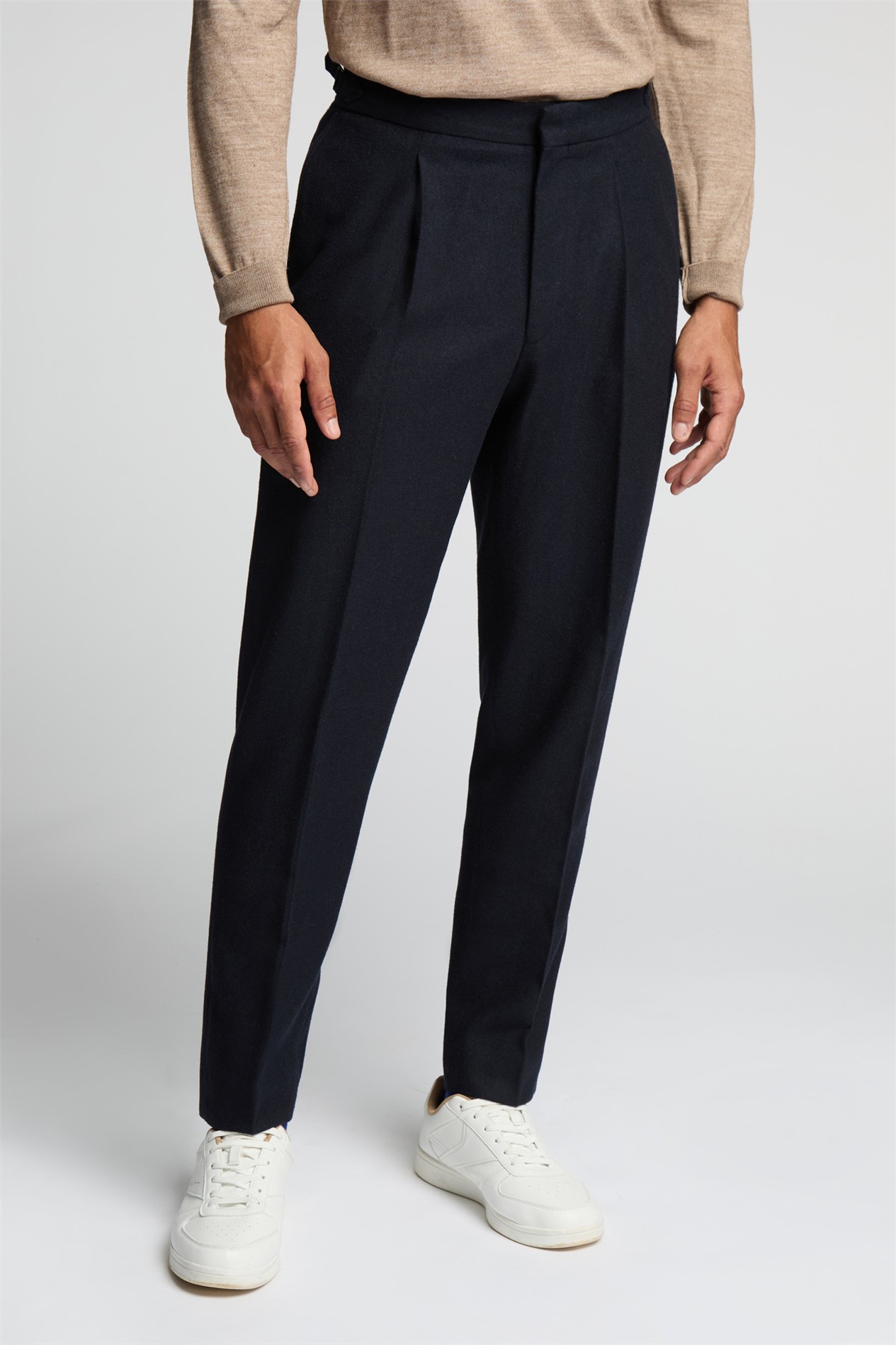 Melka Relaxed Wool Blend Flannel Trousers