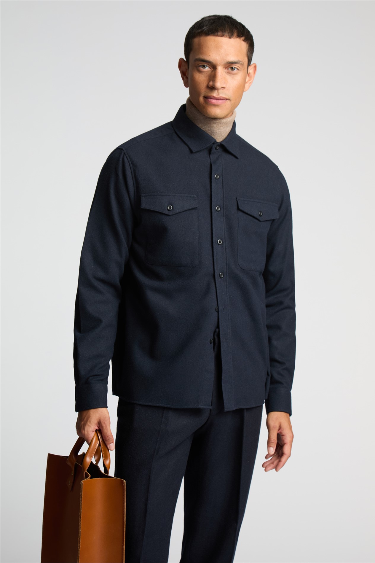 Melka Relaxed Wool Blend Flannel Trousers