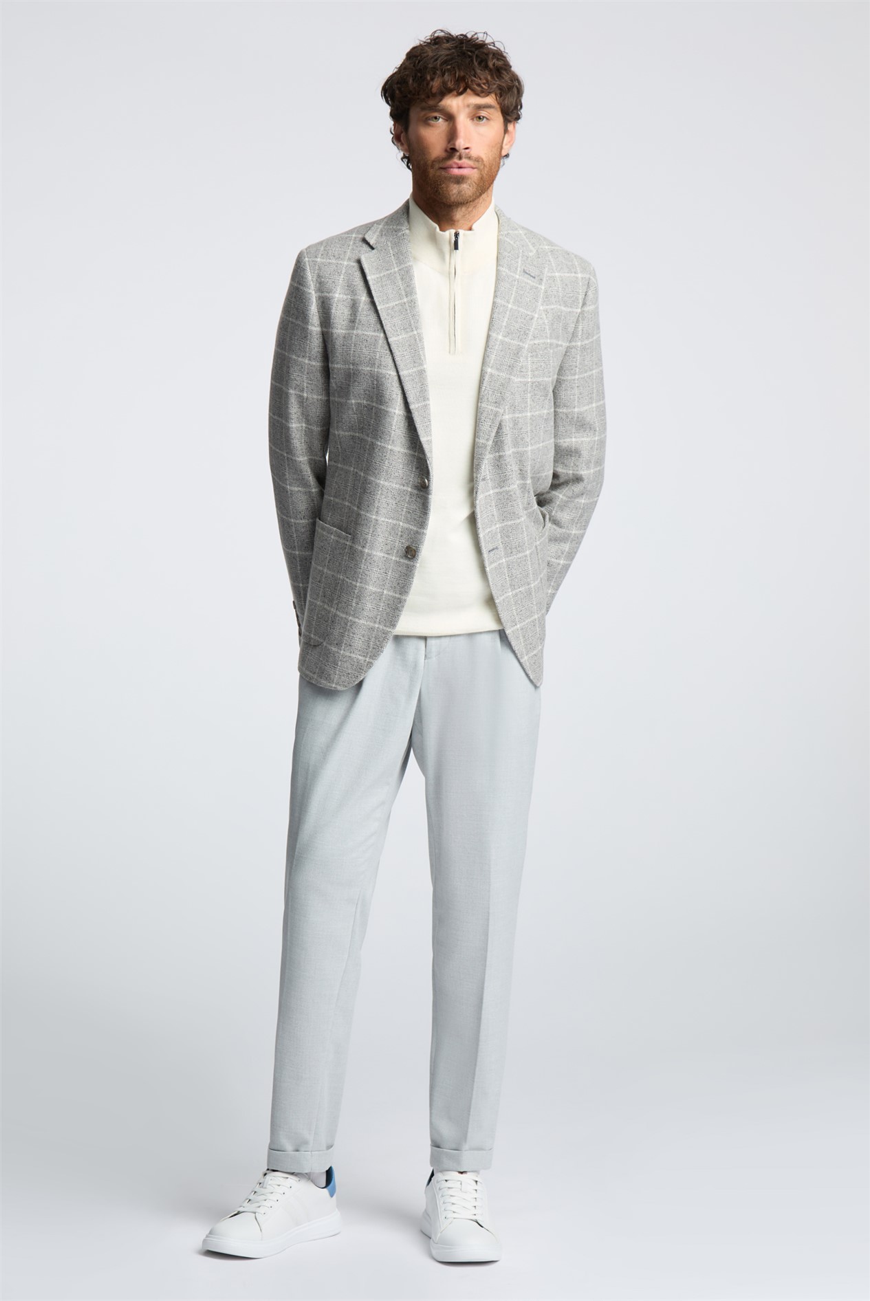 Melka Grey Subtle Check Blazer