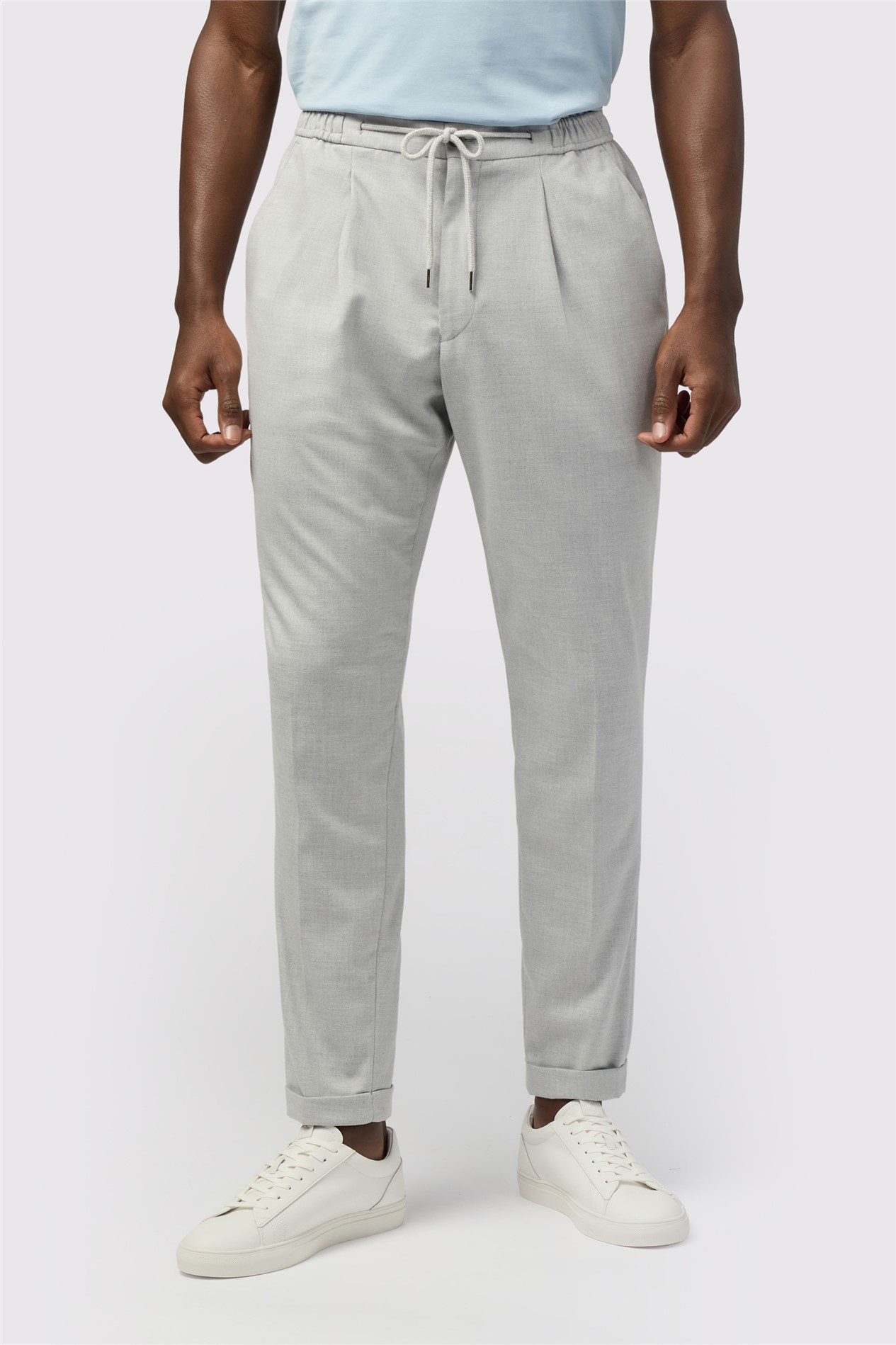 Melka Grey Drawstring Trousers with Turn Up