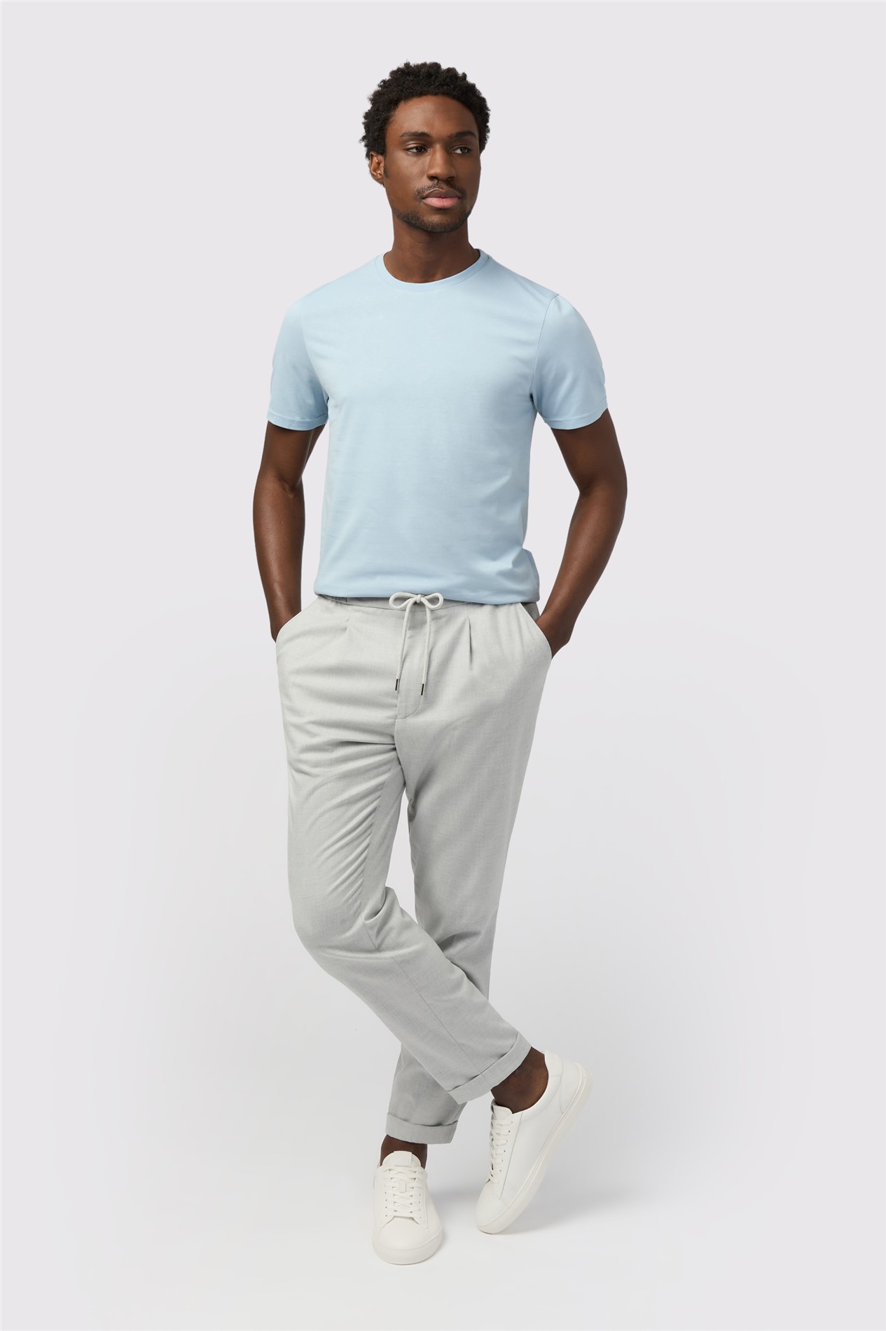 Melka Grey Drawstring Trousers with Turn Up