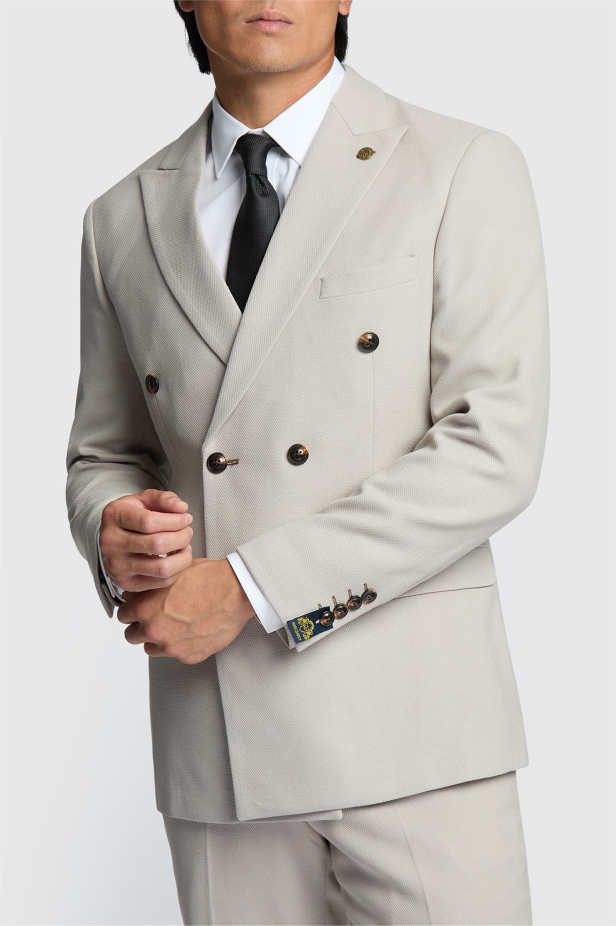 Marc Darcy Slim Fit HM5 Stone Double Breasted Jacket