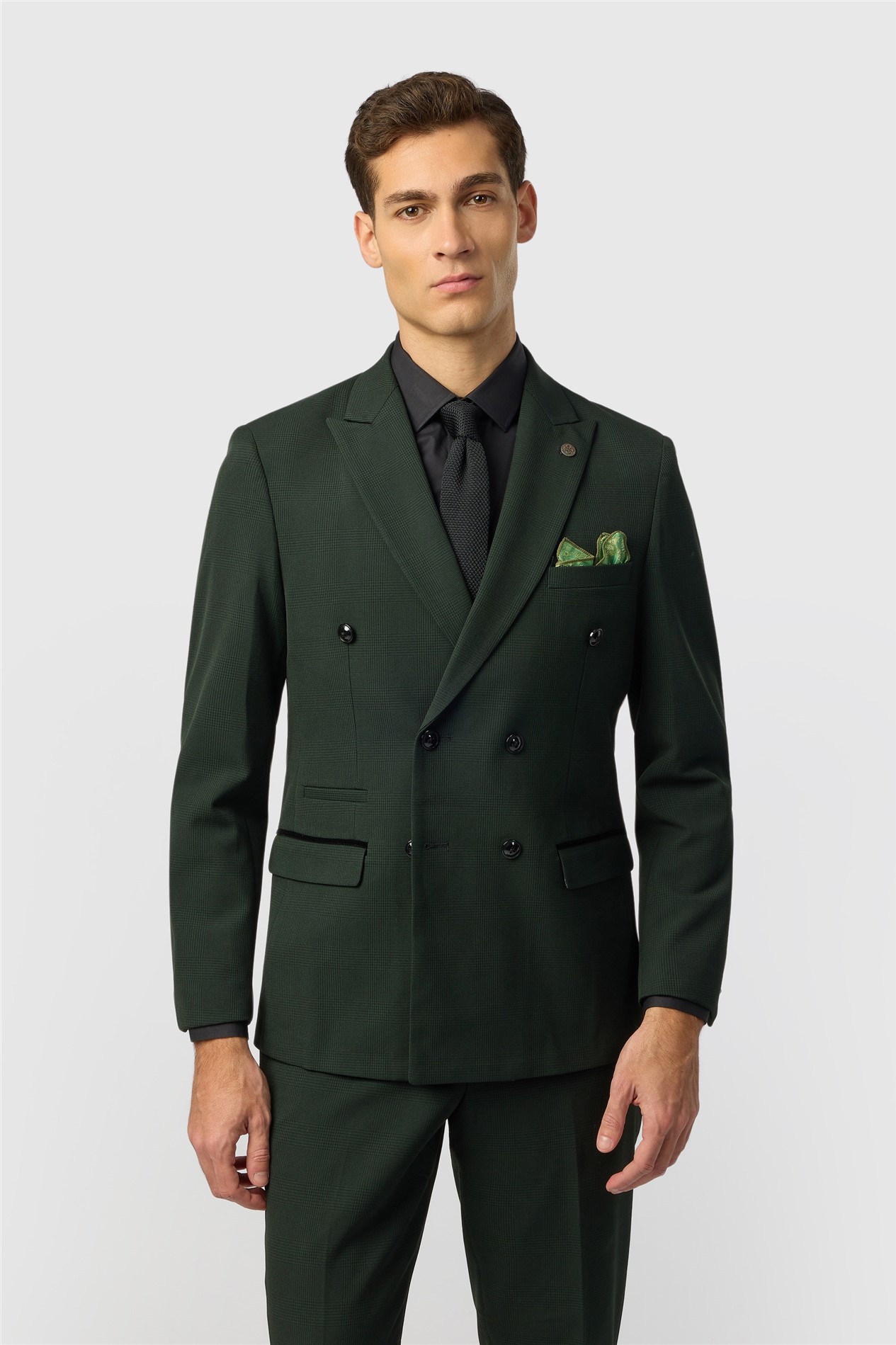 Marc Darcy Slim Fit Bromley Green Double Breasted Jacket