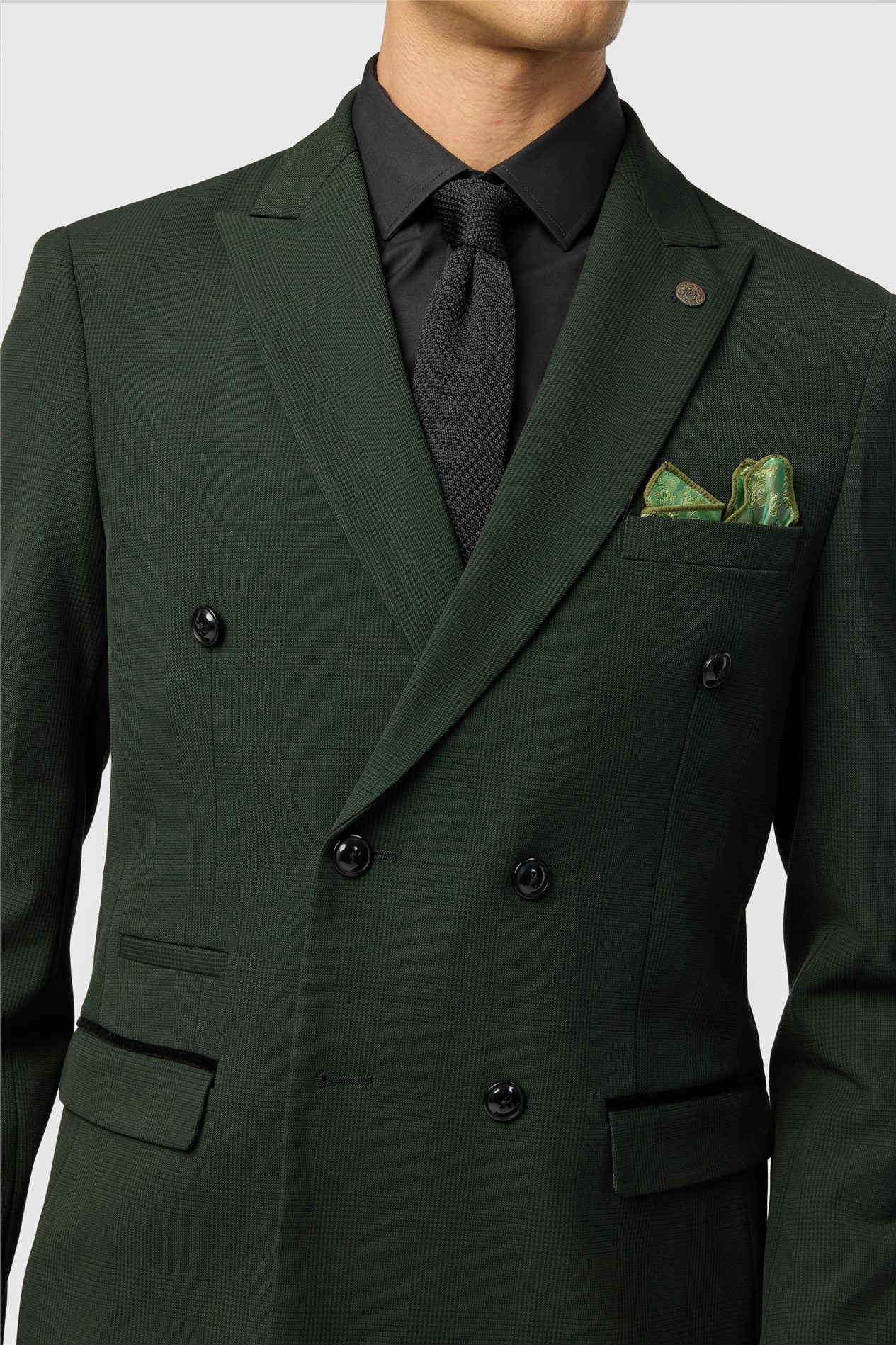 Marc Darcy Slim Fit Bromley Green Double Breasted Jacket