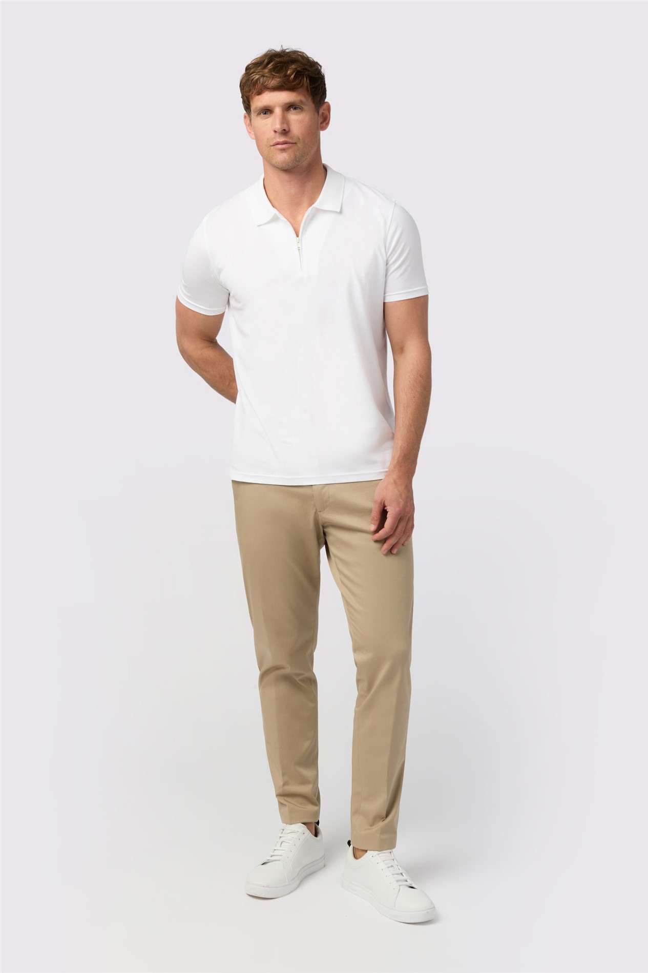 Melka White Quarter Zip Jersey Polo