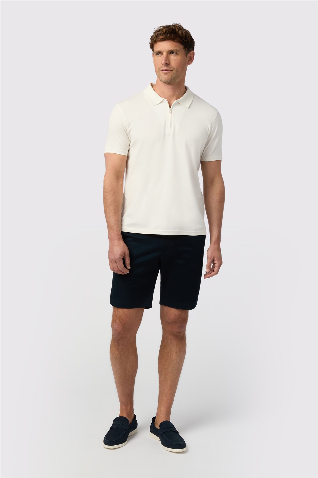 Melka Ecru Quarter Zip Jersey Polo