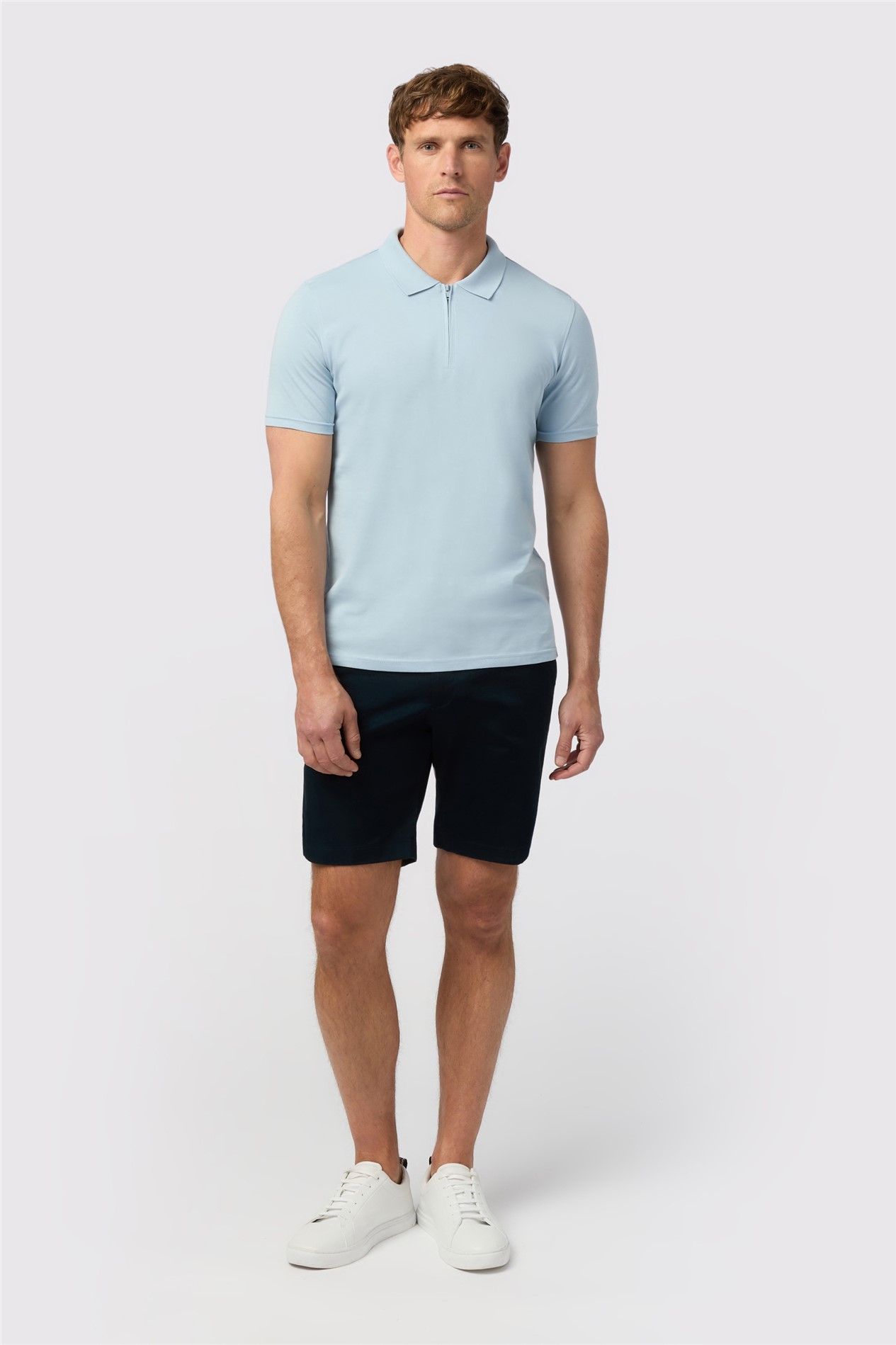 Melka Light Blue Quarter Zip Jersey Polo