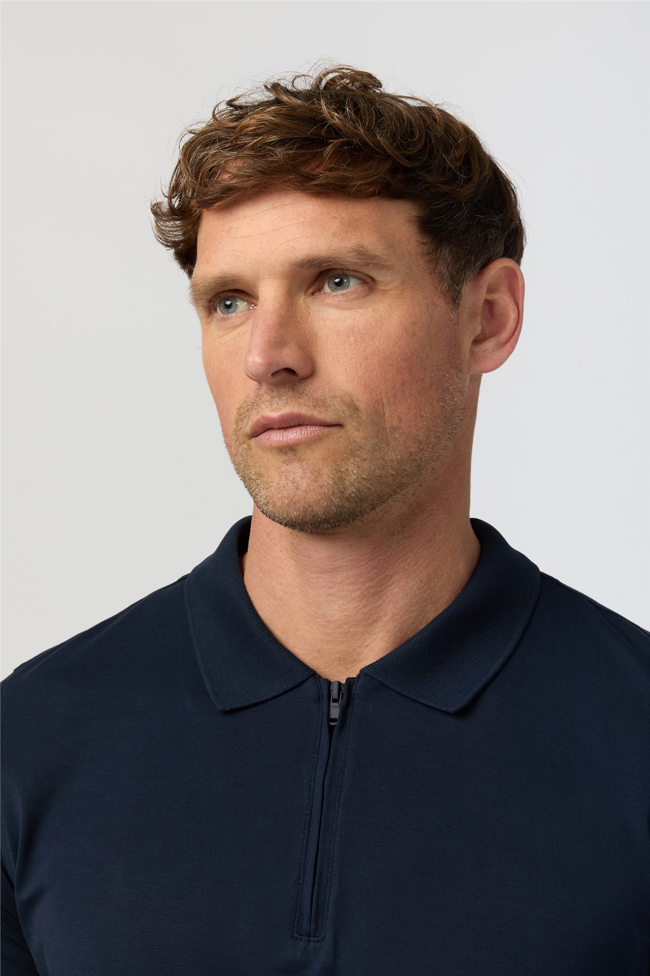  Navy Quarter Zip Jersey Polo