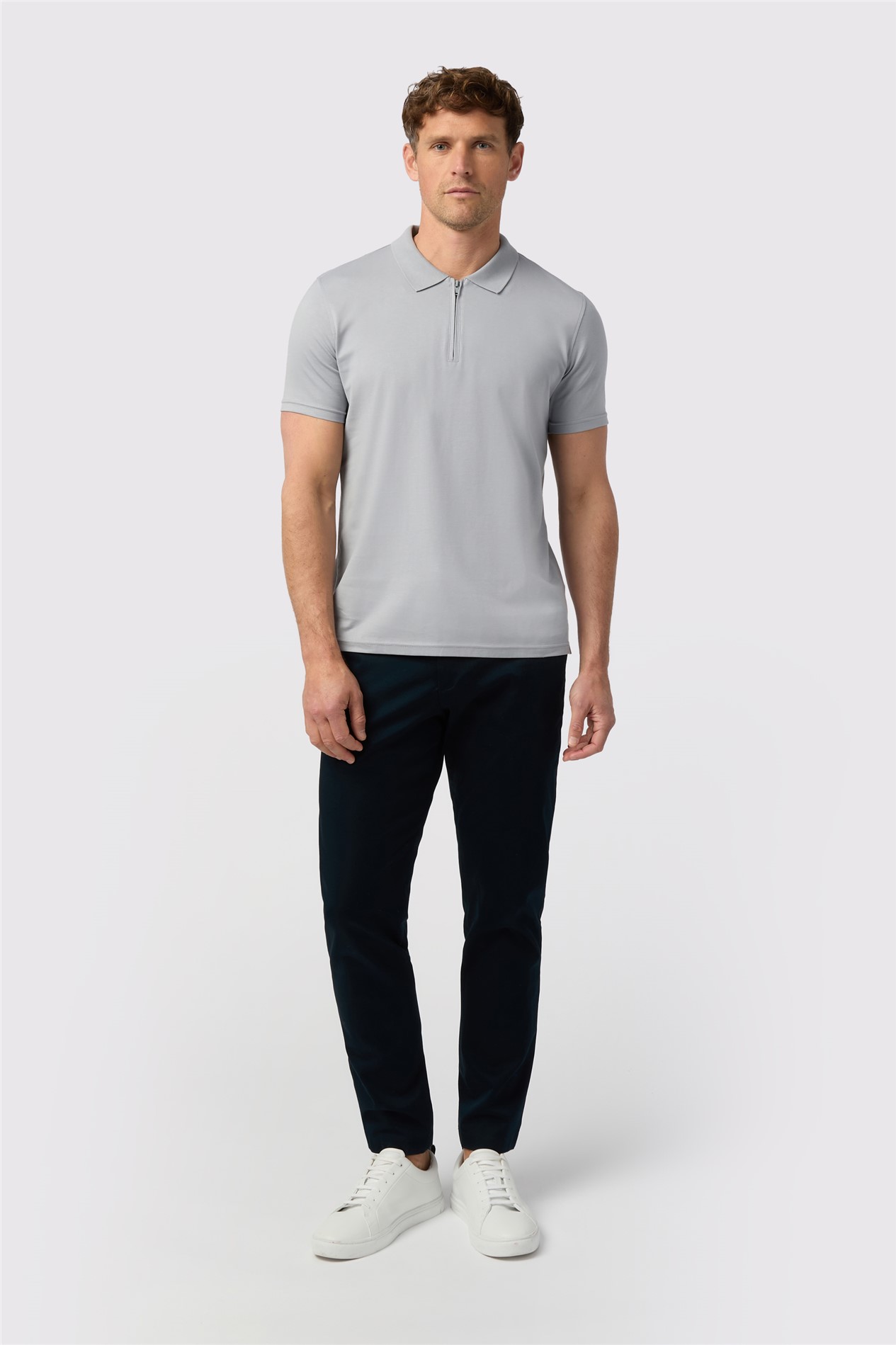 Melka Grey Quarter Zip Jersey Polo