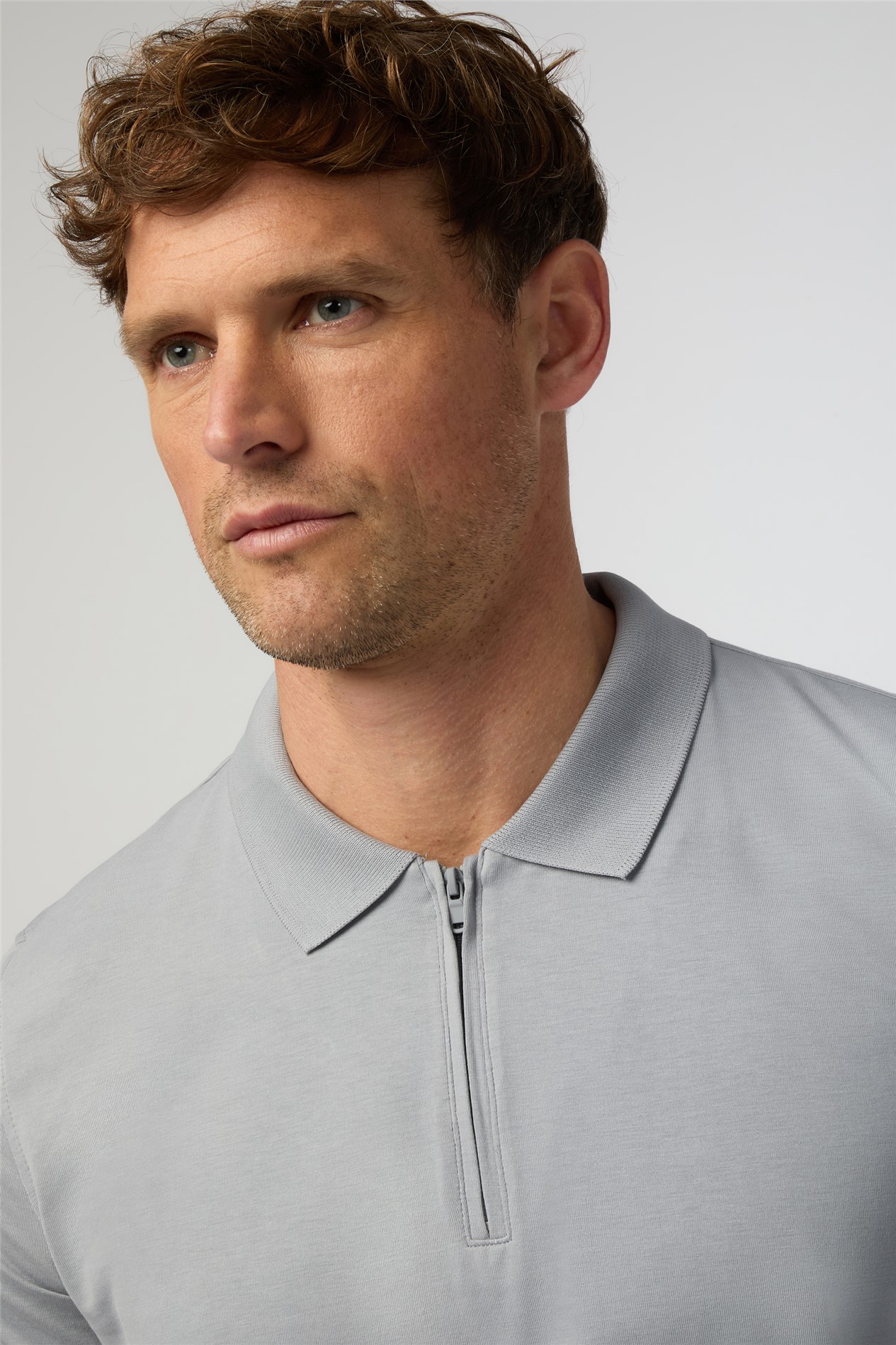 Grey Quarter Zip Jersey Polo