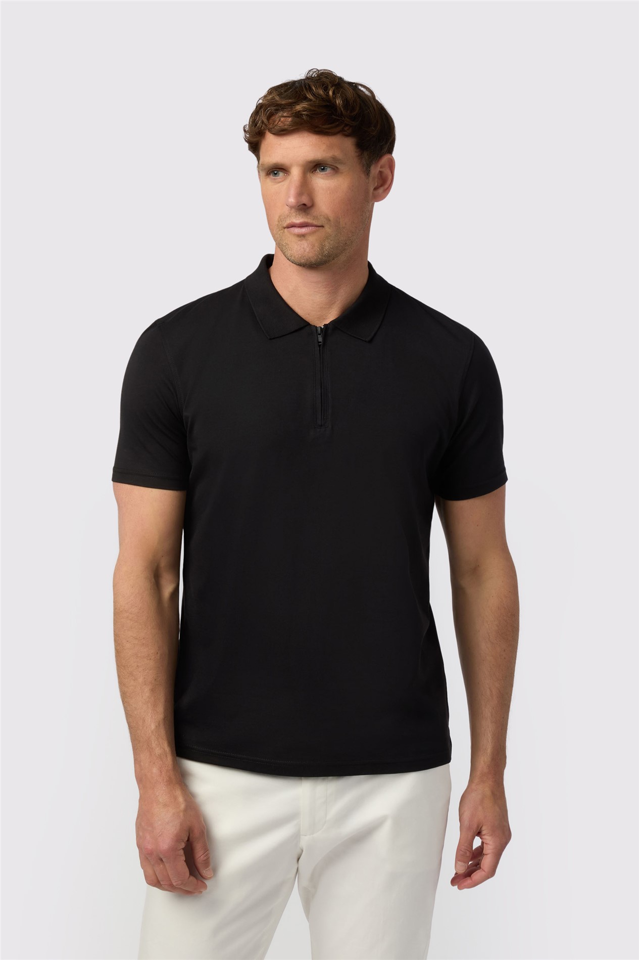 Melka Black Quarter Zip Jersey Polo