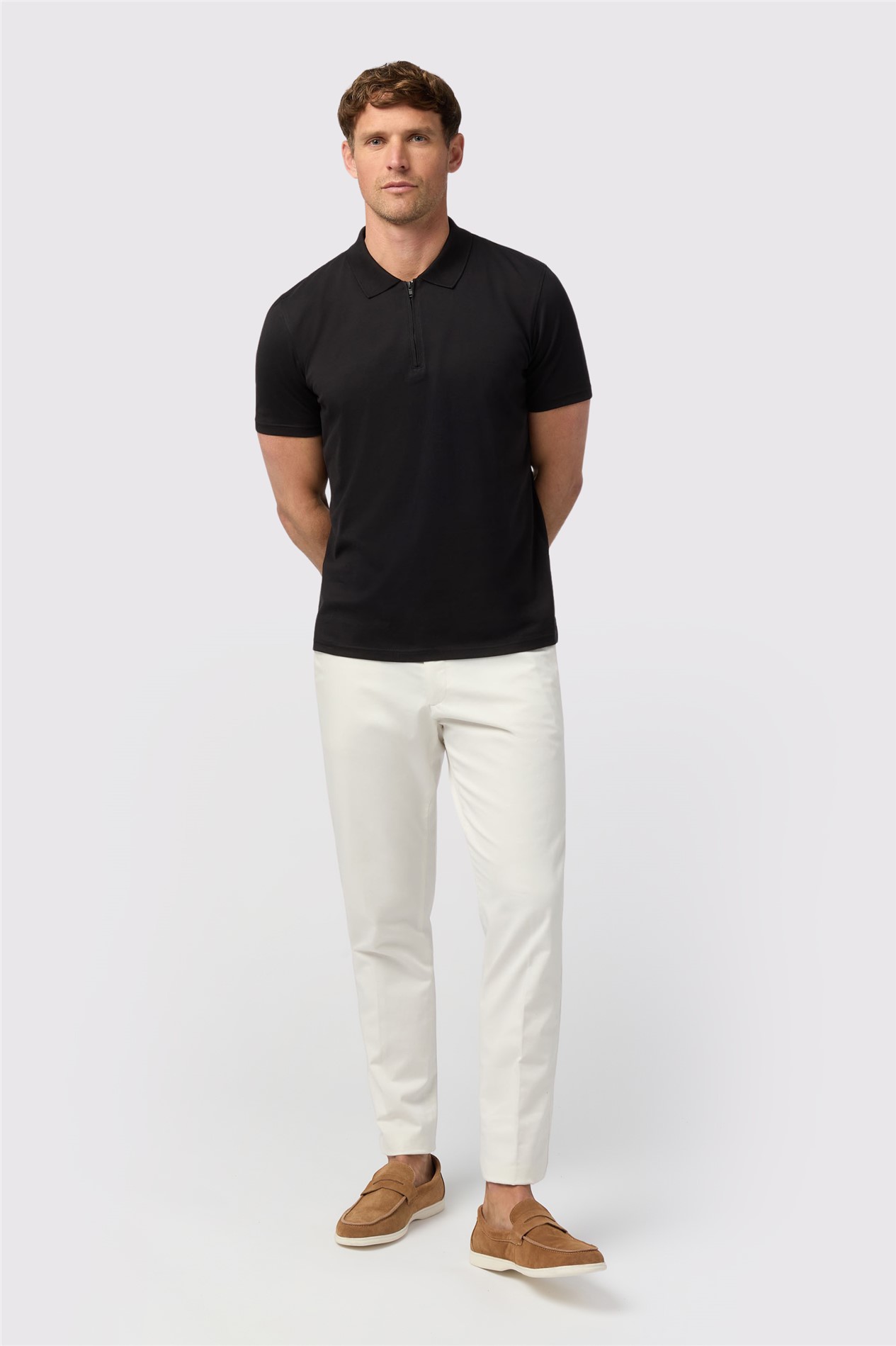 Melka Black Quarter Zip Jersey Polo
